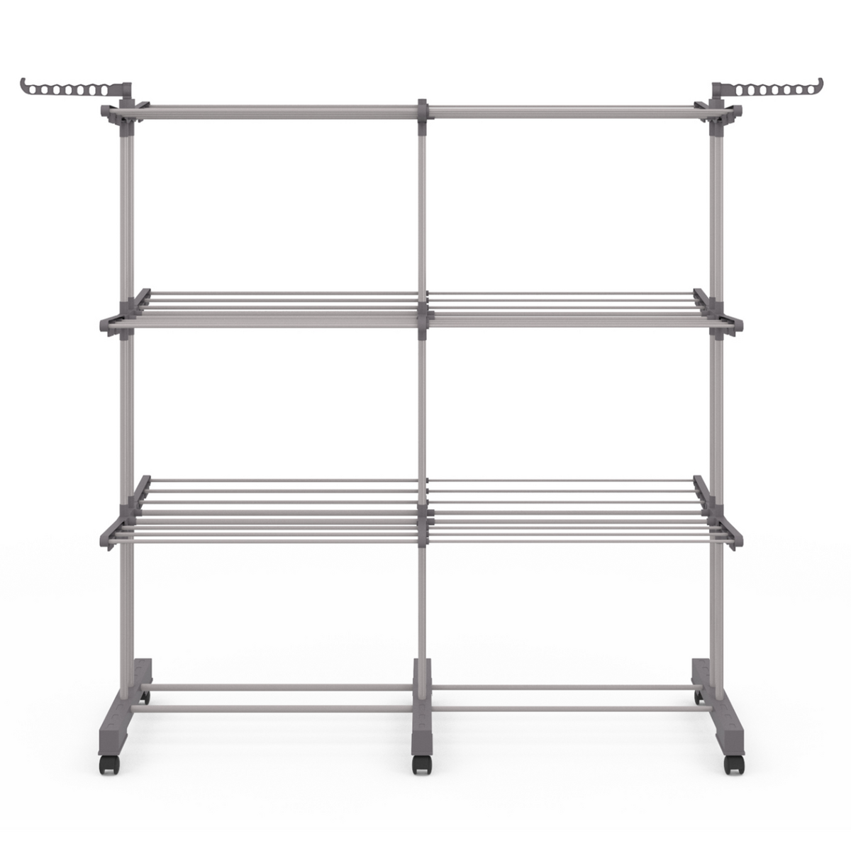 ID MARKET Séchoir à linge vertical pliable et extensible 3 niveaux MAXI capacité 40M inox et gris