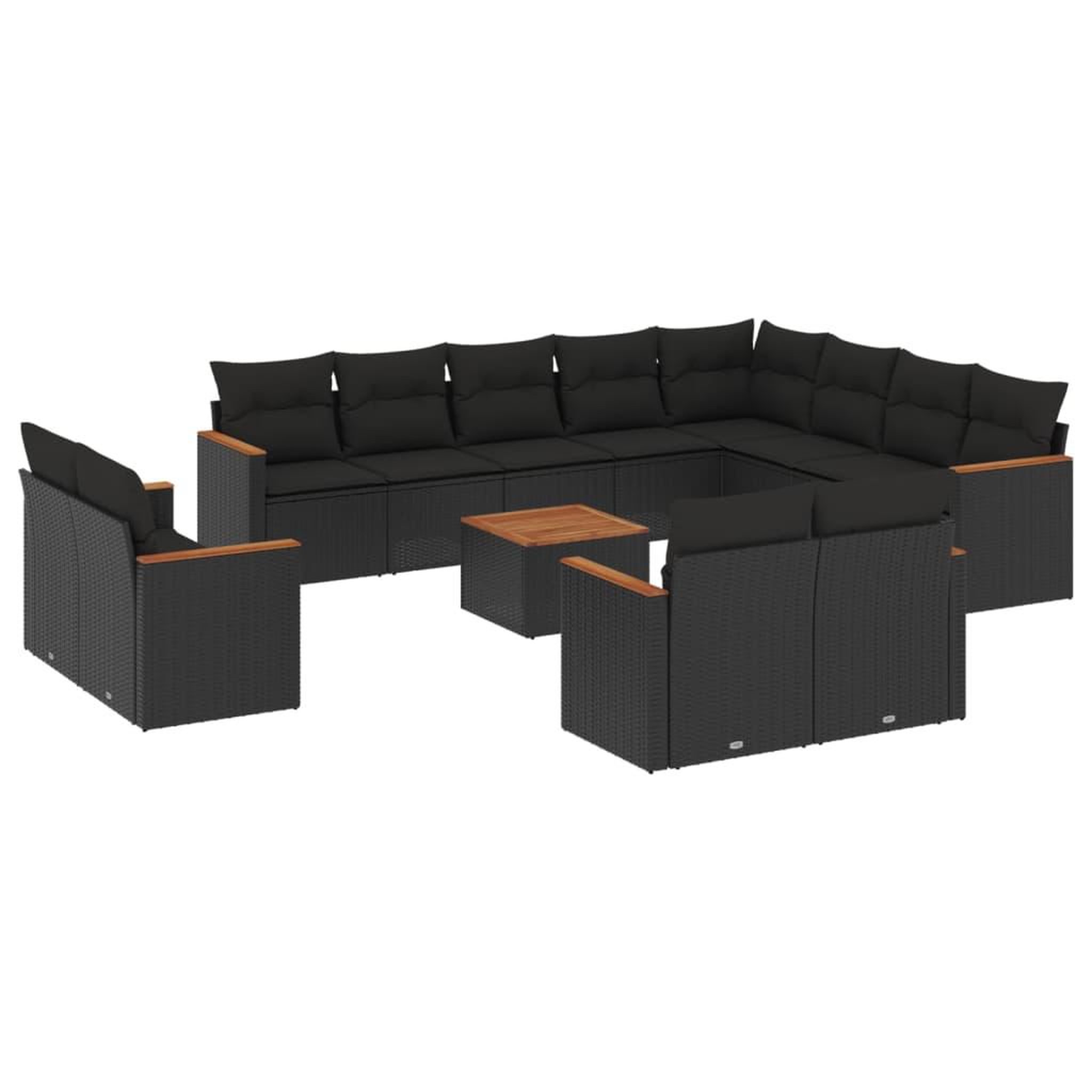 Voir la diapositive 2 : VIDAXL Salon de jardin avec coussins 13 pcs noir resine tressee