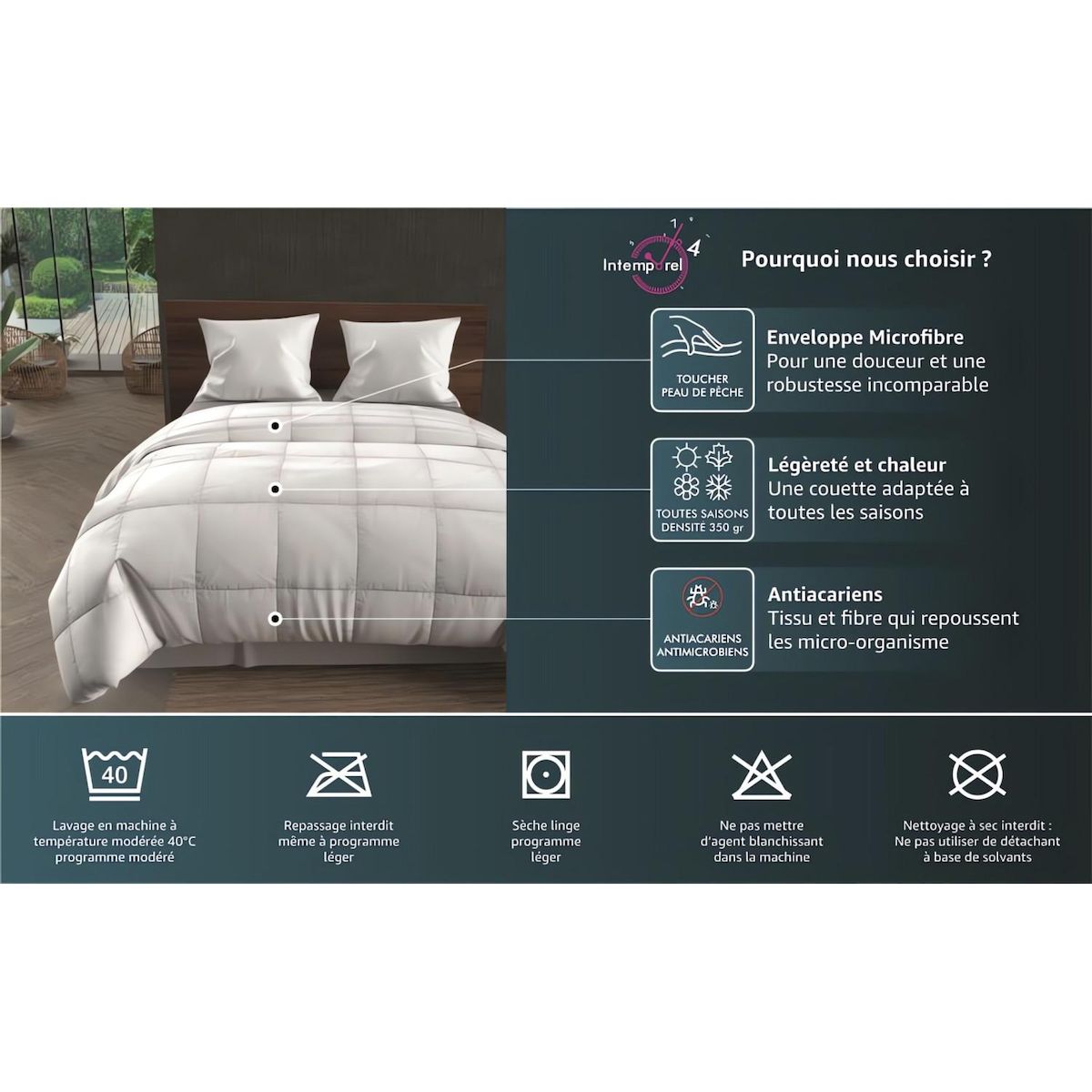 SOLEIL D'OCRE Couette blanche CONFORT toutes saisons, par Intemporel