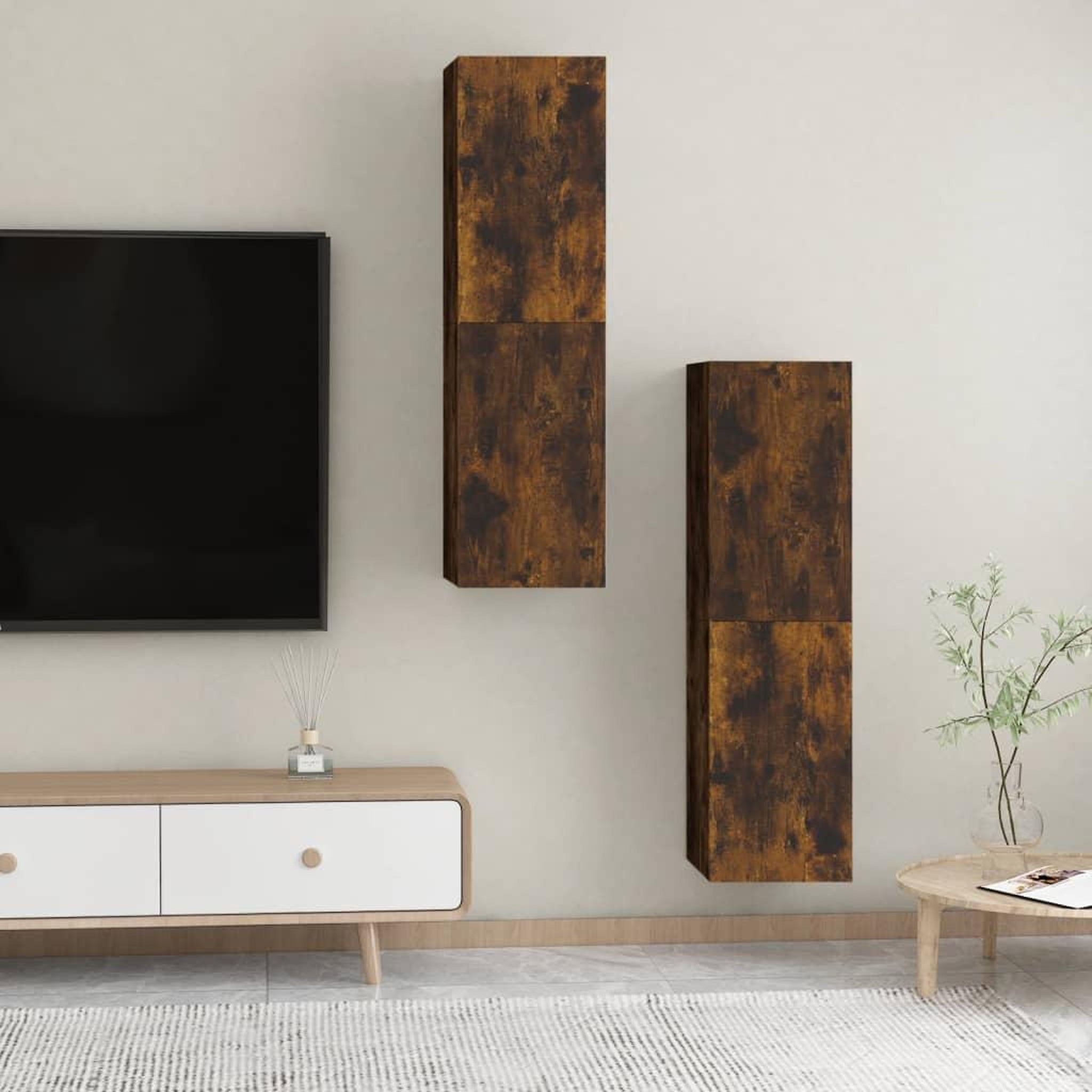 Voir la diapositive 4 : VIDAXL Meubles TV muraux 2 pcs Chene fume 30,5x30x110 cm