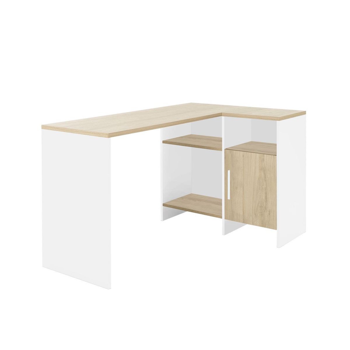 Bureau d'angle droit style indutriel avec rangement L136cm CHELSEA