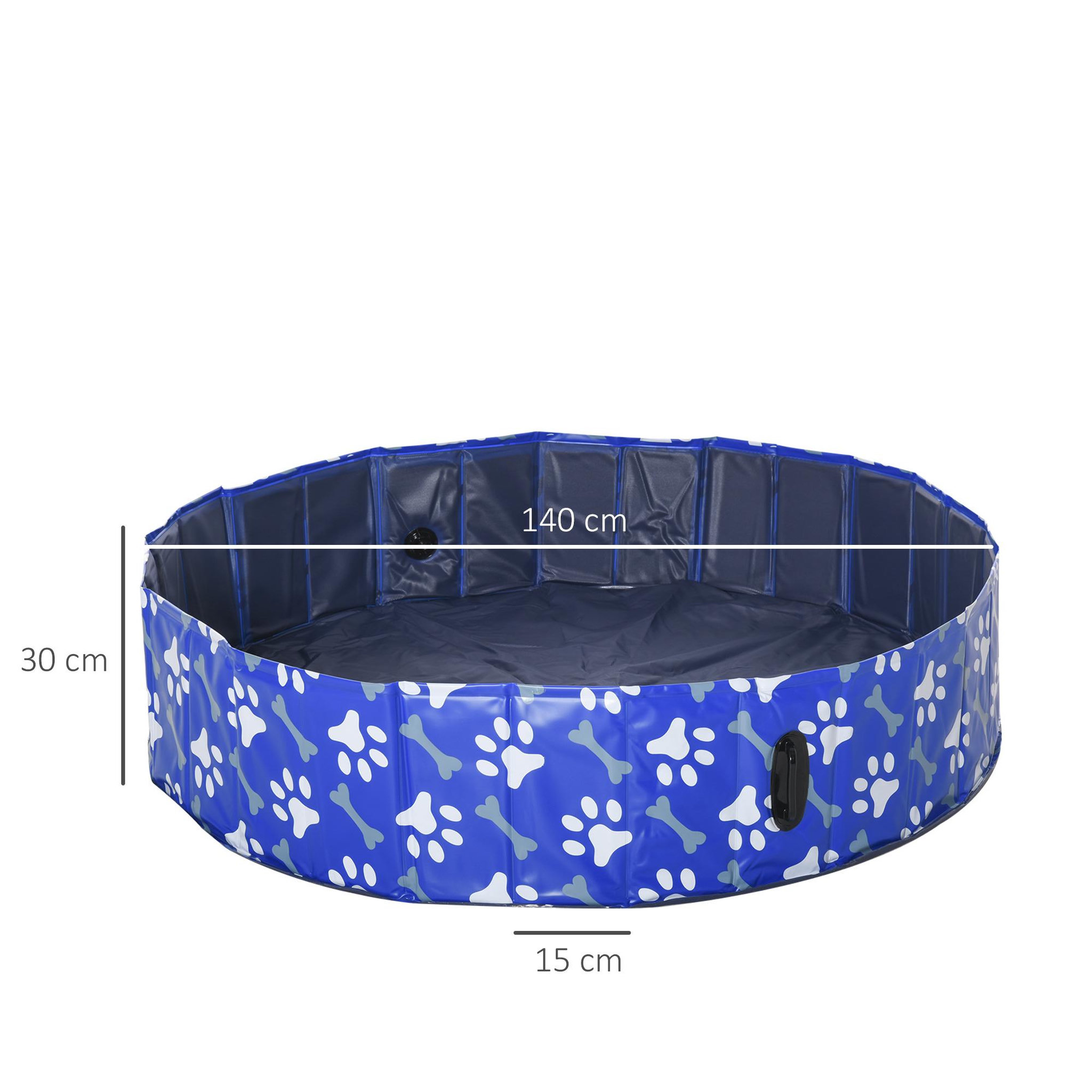 Voir la diapositive 3 : PAWHUT Piscine pour chien bassin PVC pliable anti-glissant facile à nettoyer Ø 1,4 m hauteur 30 cm motifs os pattes bleu