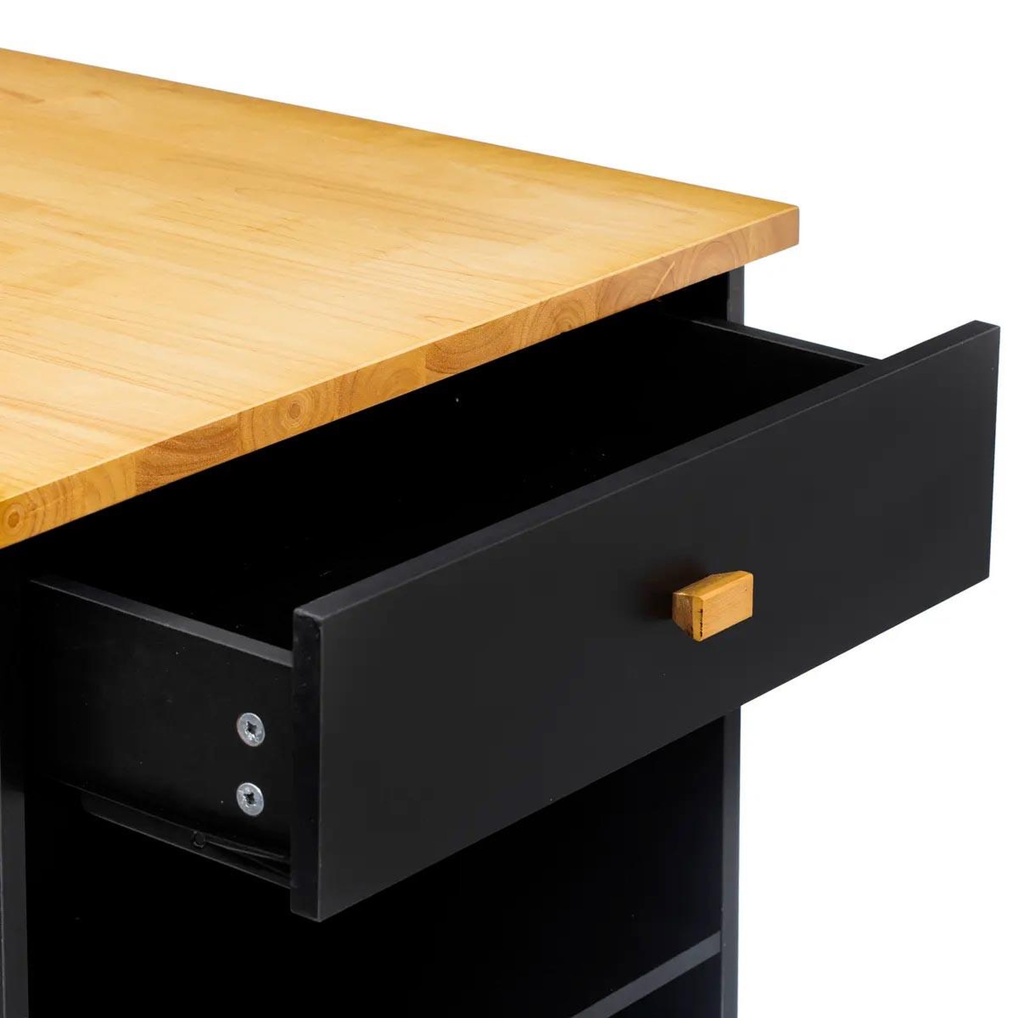 Voir la diapositive 2 : FIVE Ilot de cuisine  rangement  108cm naturel & noir