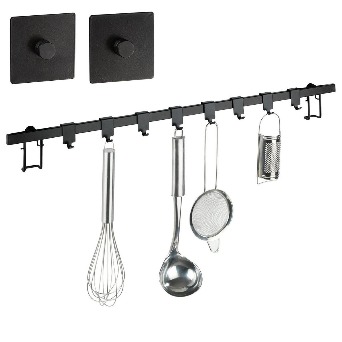 Wenko Réglette pour cuisine Gala avec 8 crochets - à fixer sans percer - Longueur 60 cm