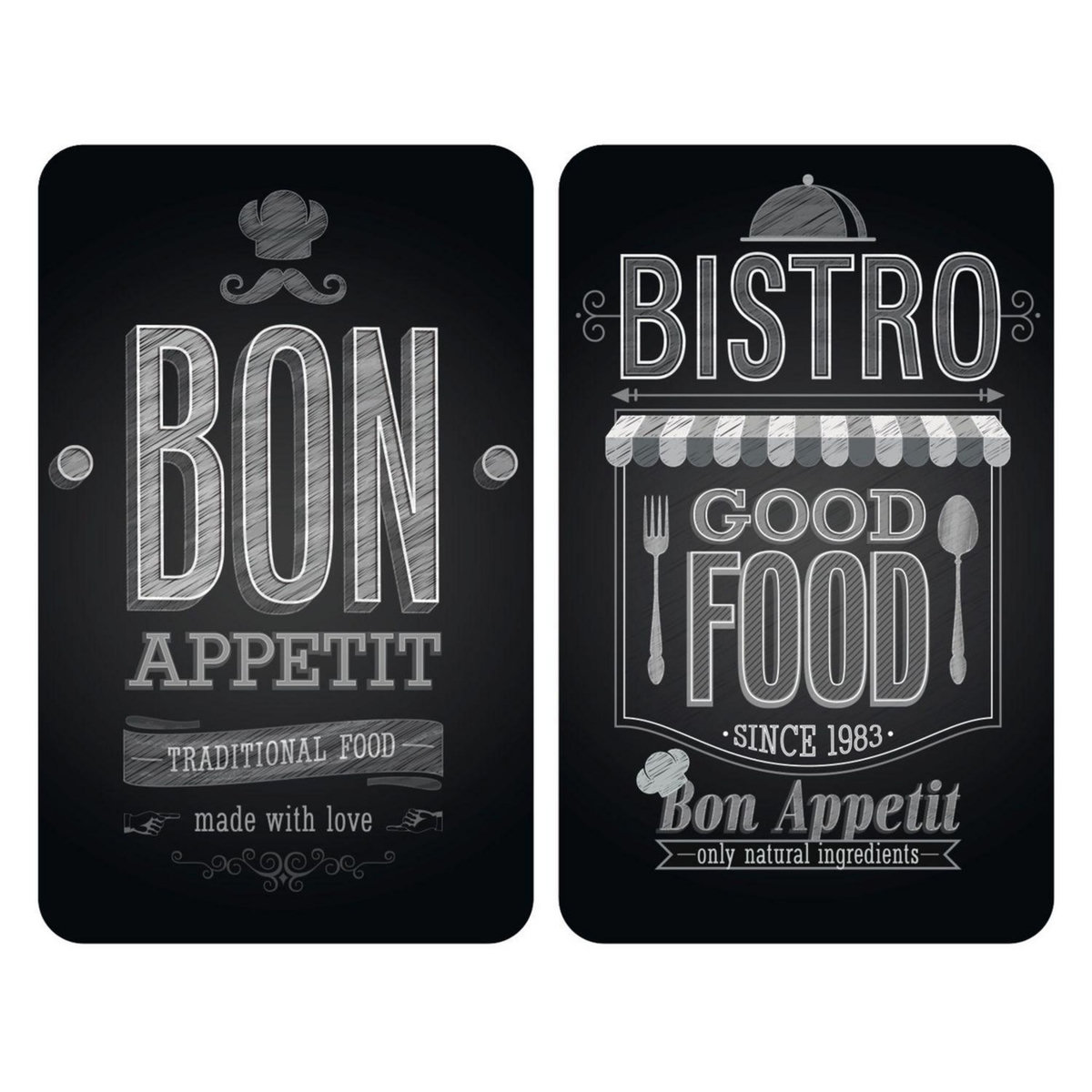 Wenko 2 Couvre-plaques universel Bistrot - 30 x 52 cm - Noir