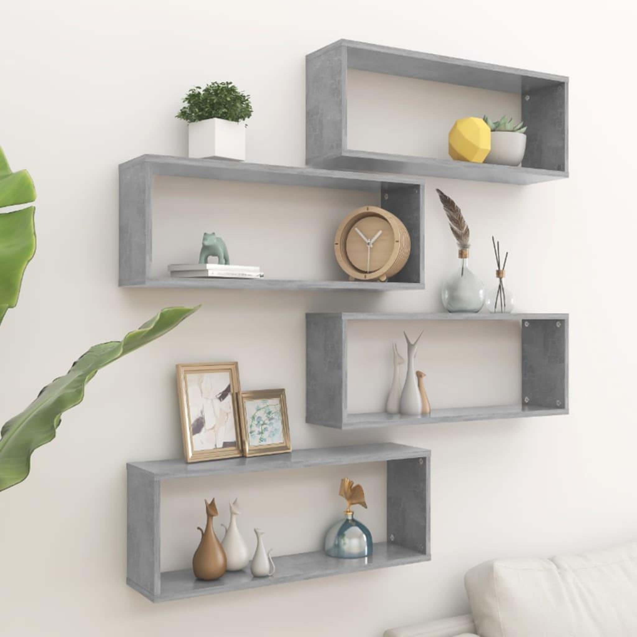 VIDAXL Etageres murales cube 4 pcs Gris beton Bois d'ingenierie