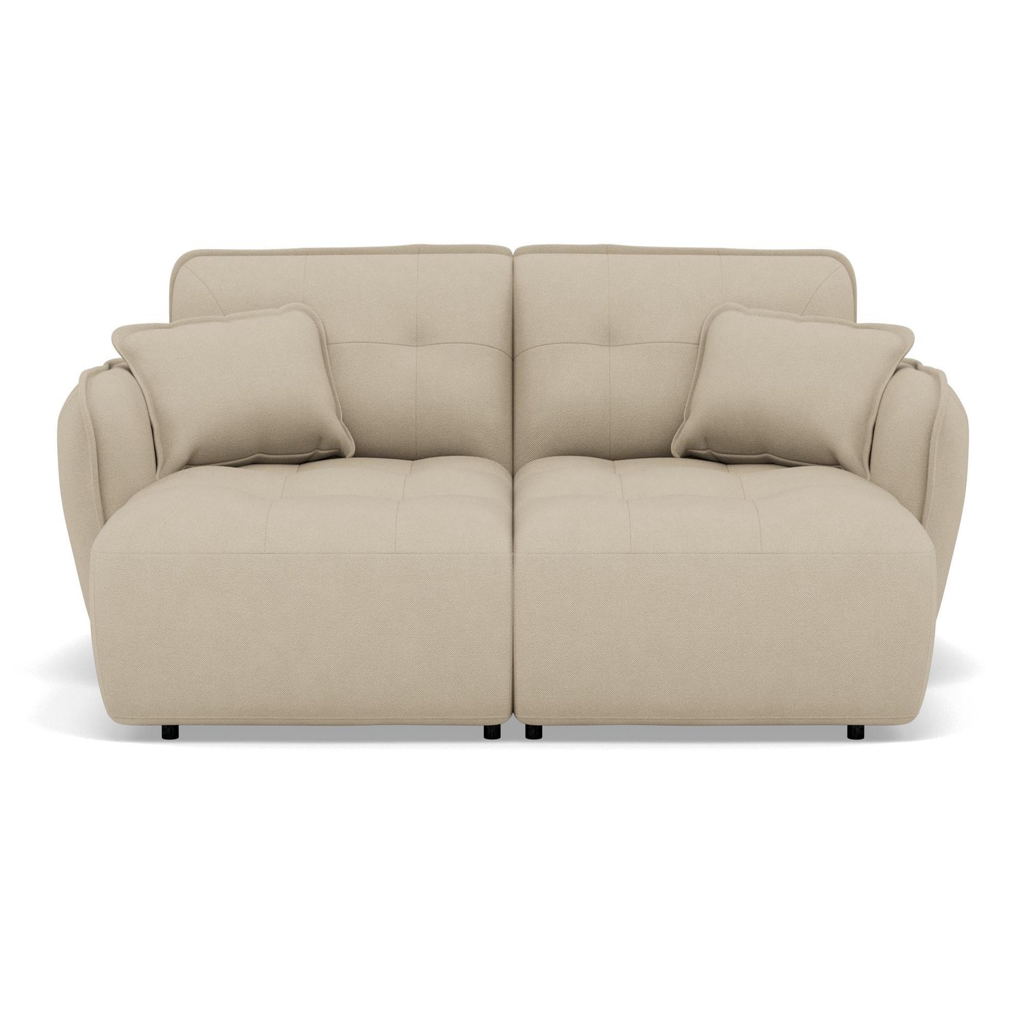 Voir la diapositive 5 : BEST MOBILIER Thais - canapé droit 4 places avec double méridienne assise profonde en tissu texturé