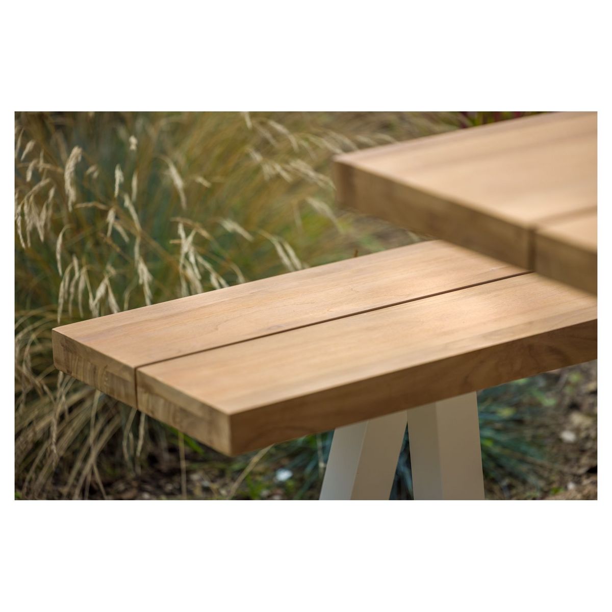 JARDILINE Banc de jardin - Aluminium/Bois - Blanc/Teck - SEYCHELLES