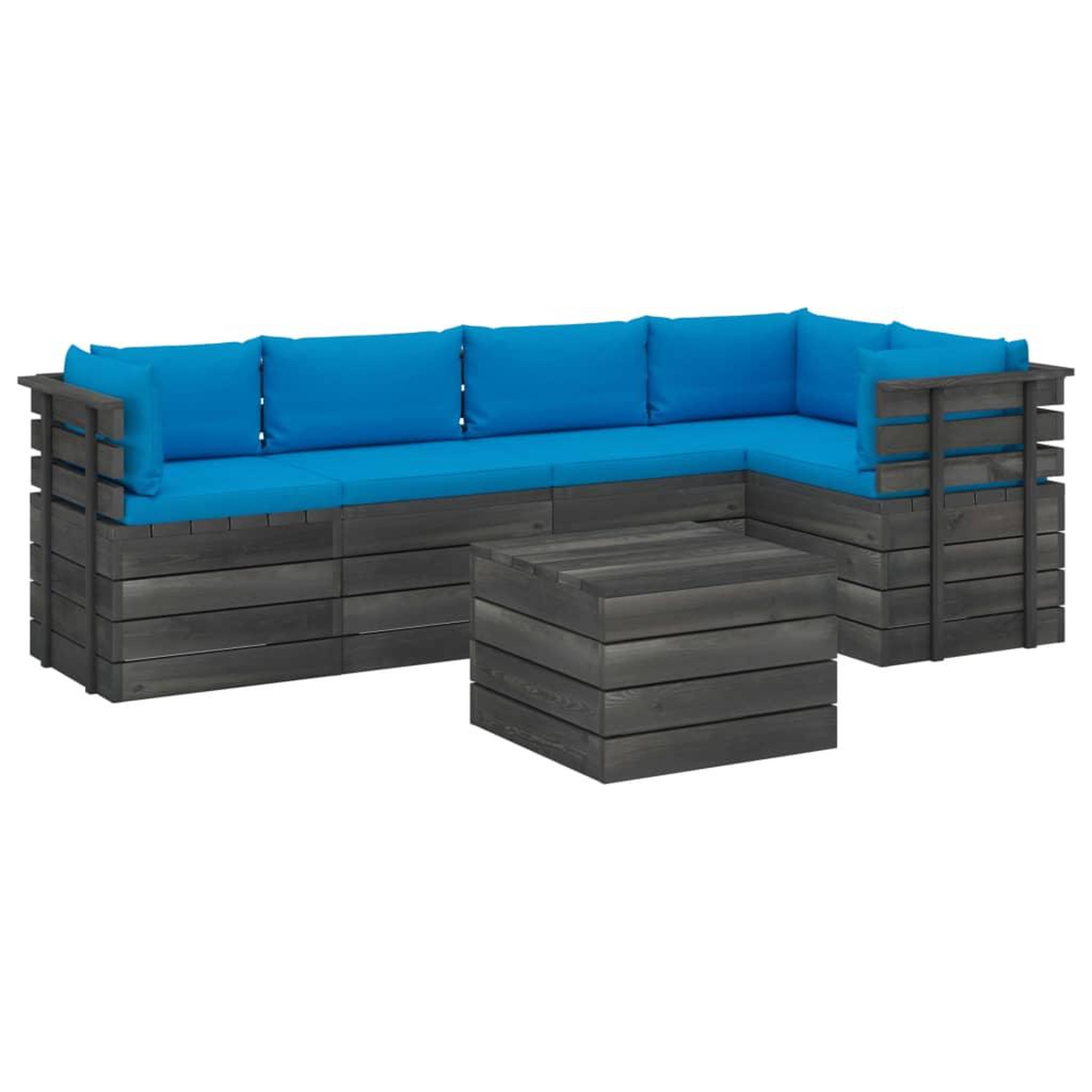 Voir la diapositive 2 : VIDAXL Salon palette de jardin 6 pcs avec coussins Bois de pin massif