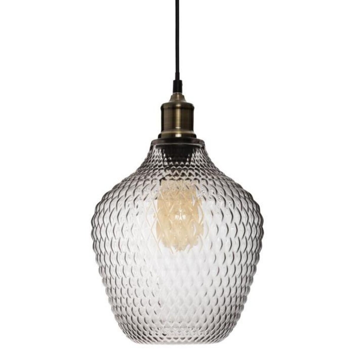 ATMOSPHERA Lampe Suspension Verre Fumé  Omaha  25cm Gris
