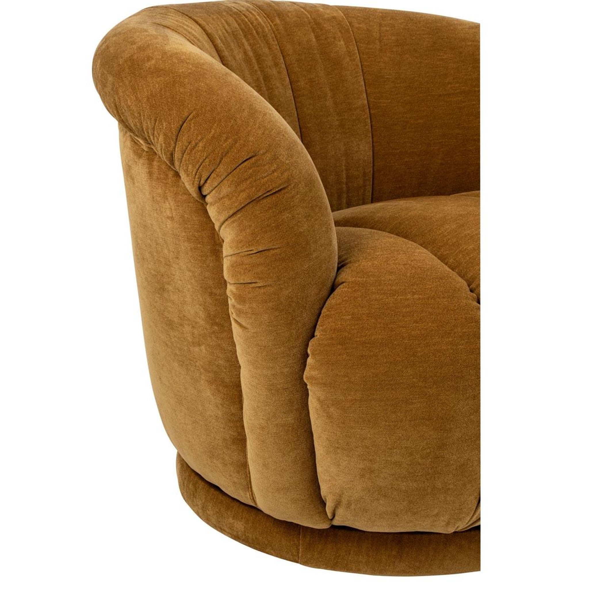Voir la diapositive 5 : J-LINE Fauteuil pivotant en tissu  macaron  87cm moutarde
