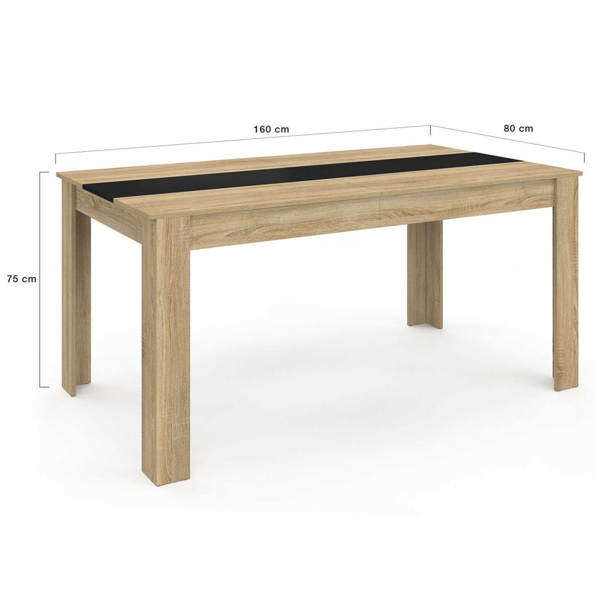 Voir la diapositive 6 : ID MARKET Table à manger rectangle georgia 8 personnes imitation hêtre et noire 160 x 80 cm