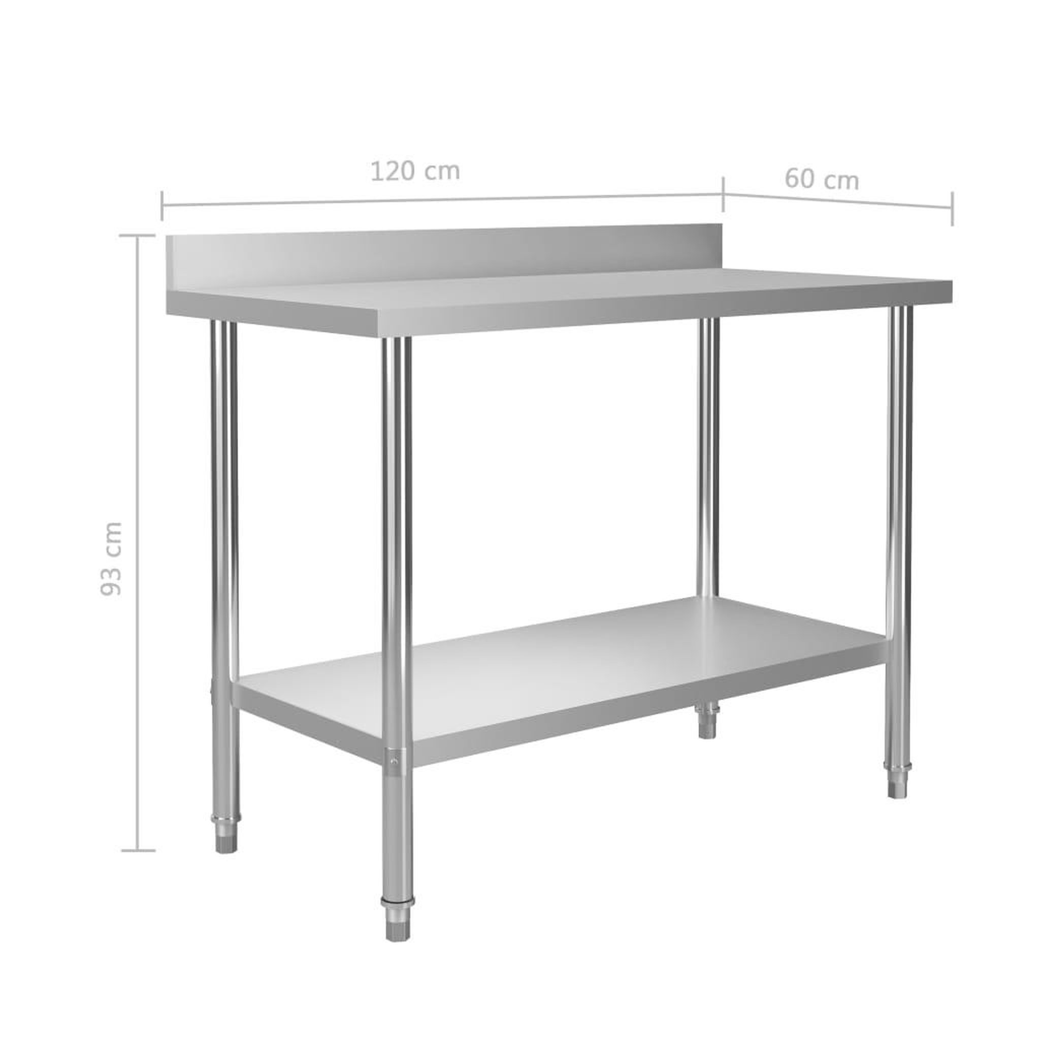 Voir la diapositive 6 : VIDAXL Table de travail de cuisine avec etagere 120x60x120 cm Inox