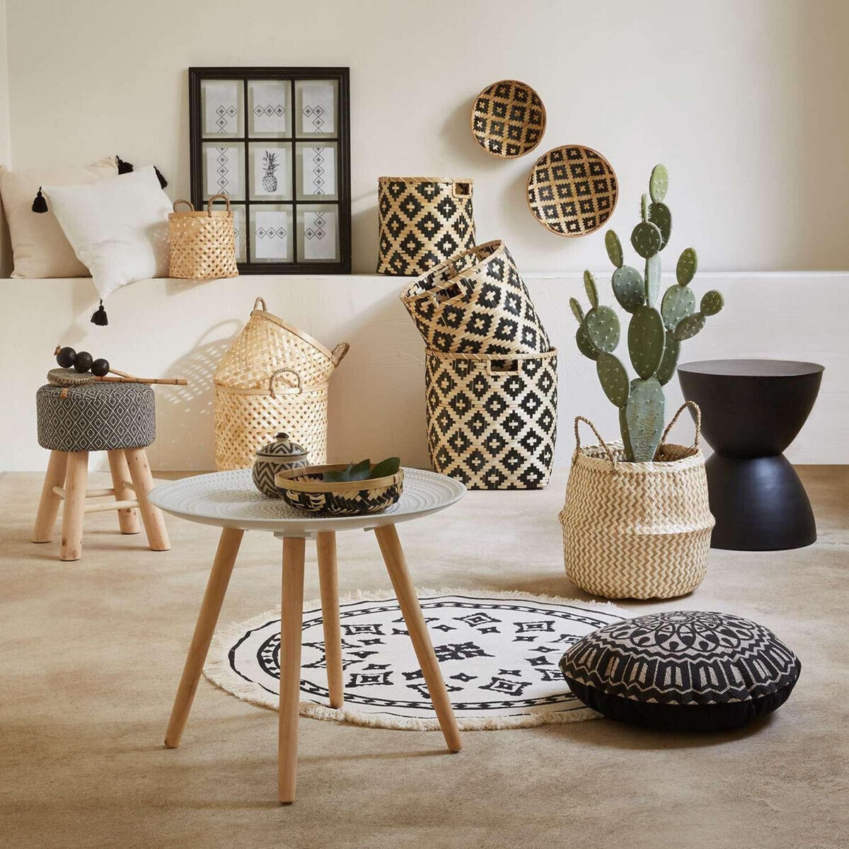 ATMOSPHERA Panier Ajdir en roseau