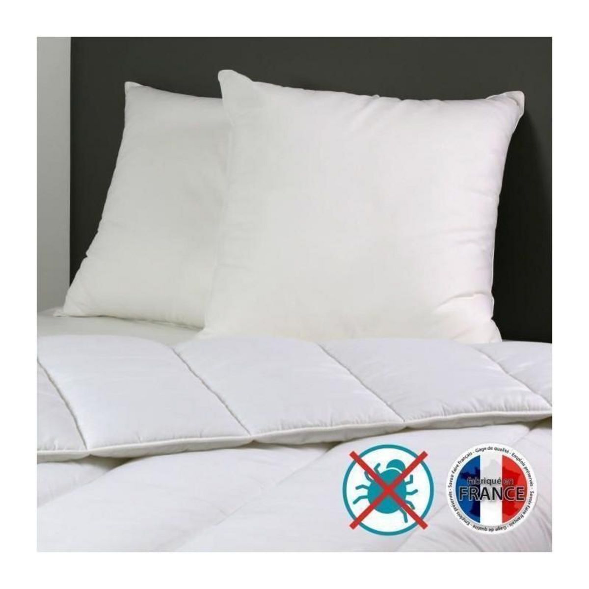 DODO DODO Lot de 2 Oreillers Anti-Acariens Belle Nuit 60x60 cm blanc
