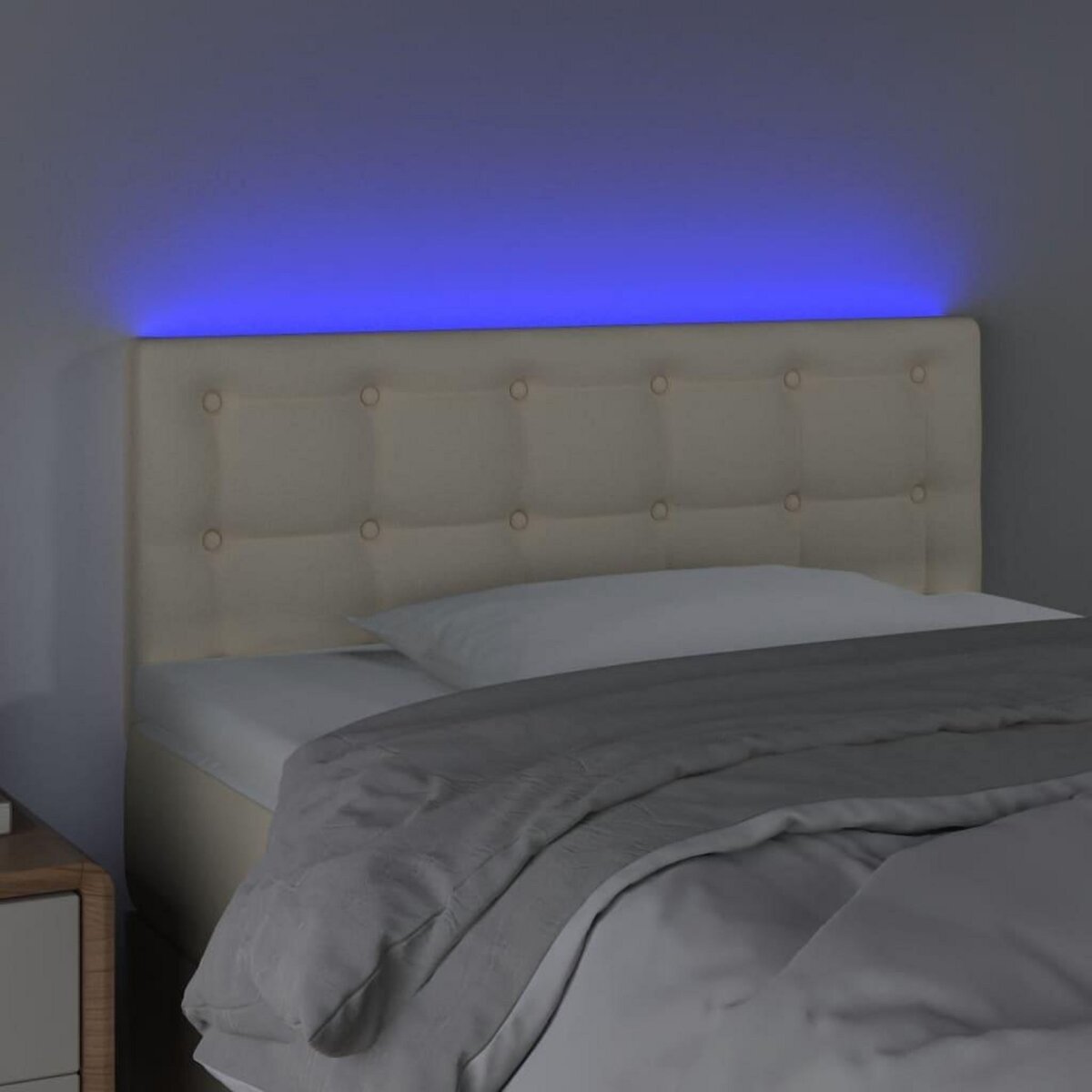 VIDAXL Tete de lit a LED Creme 100x5x78/88 cm Similicuir