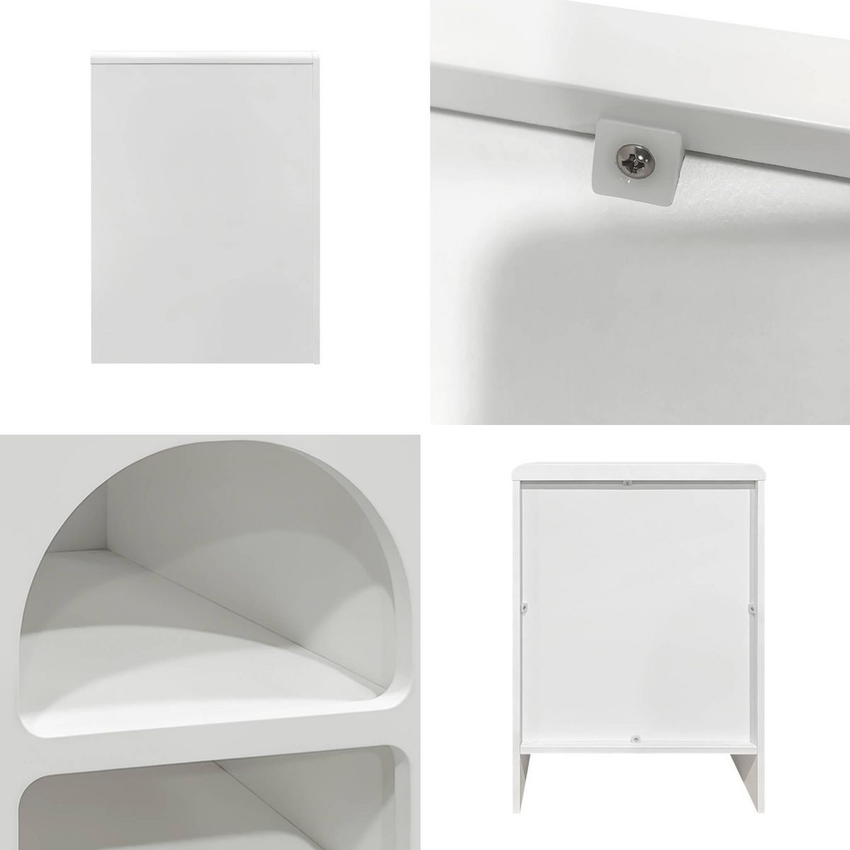 SWEEEK Table de chevet organique effet bois blanc. plusieurs niches 2 compartiments de rangement