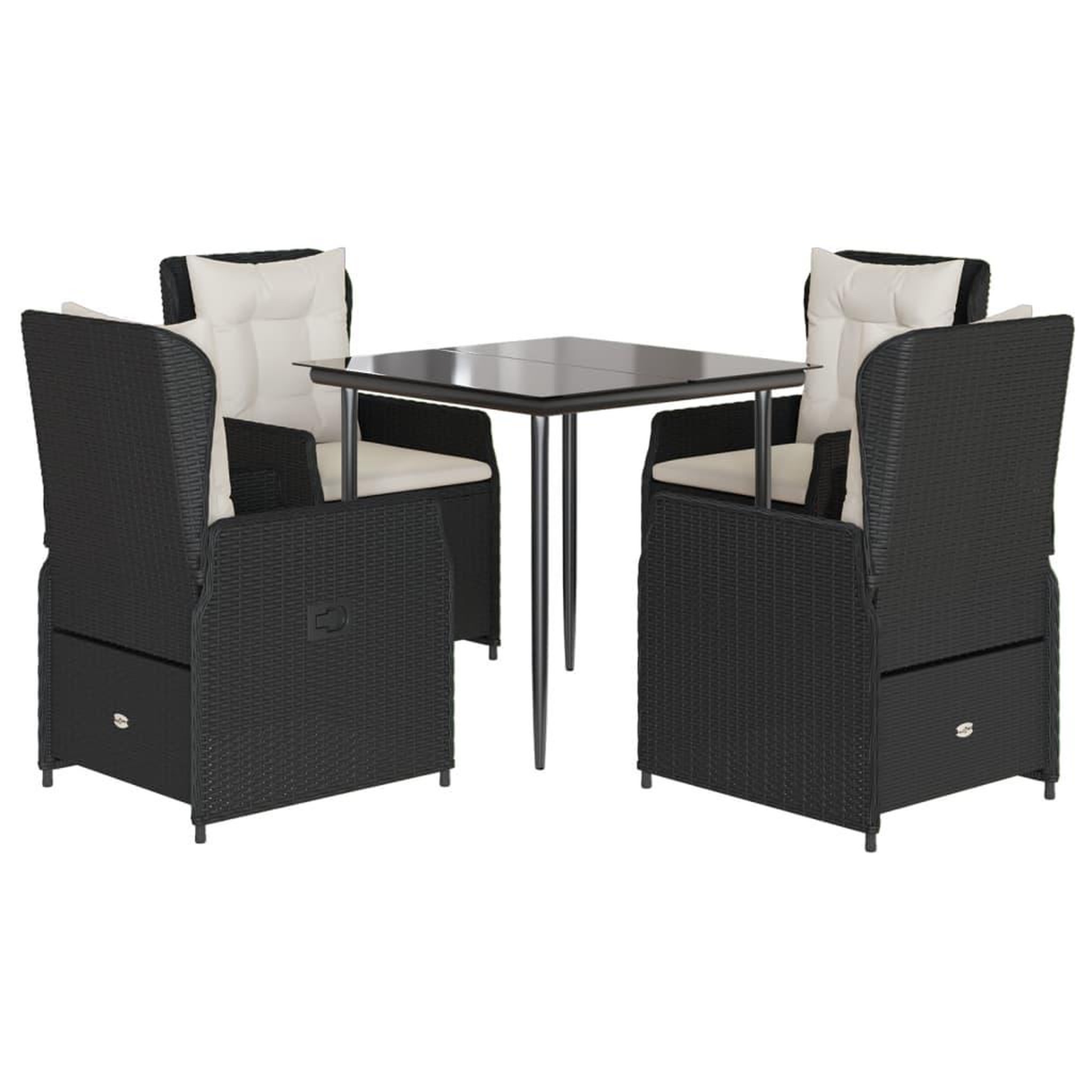 Voir la diapositive 2 : VIDAXL Ensemble a manger de jardin coussins 5pcs Noir Resine tressee