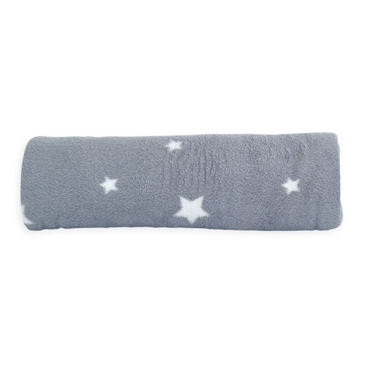 AUCHAN BABY Couverture polaire imprimée étoiles blanches sur fond gris