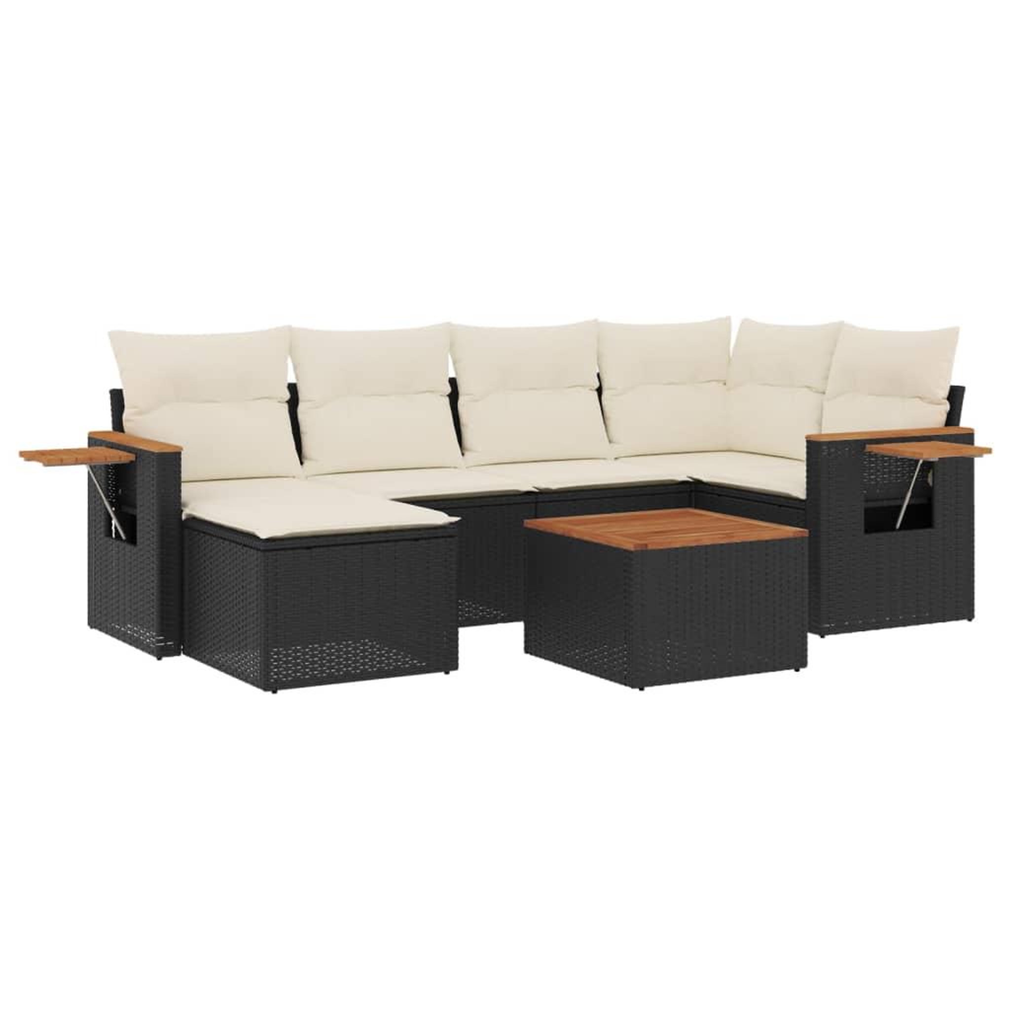 Voir la diapositive 2 : VIDAXL Salon de jardin 7 pcs avec coussins noir resine tressee