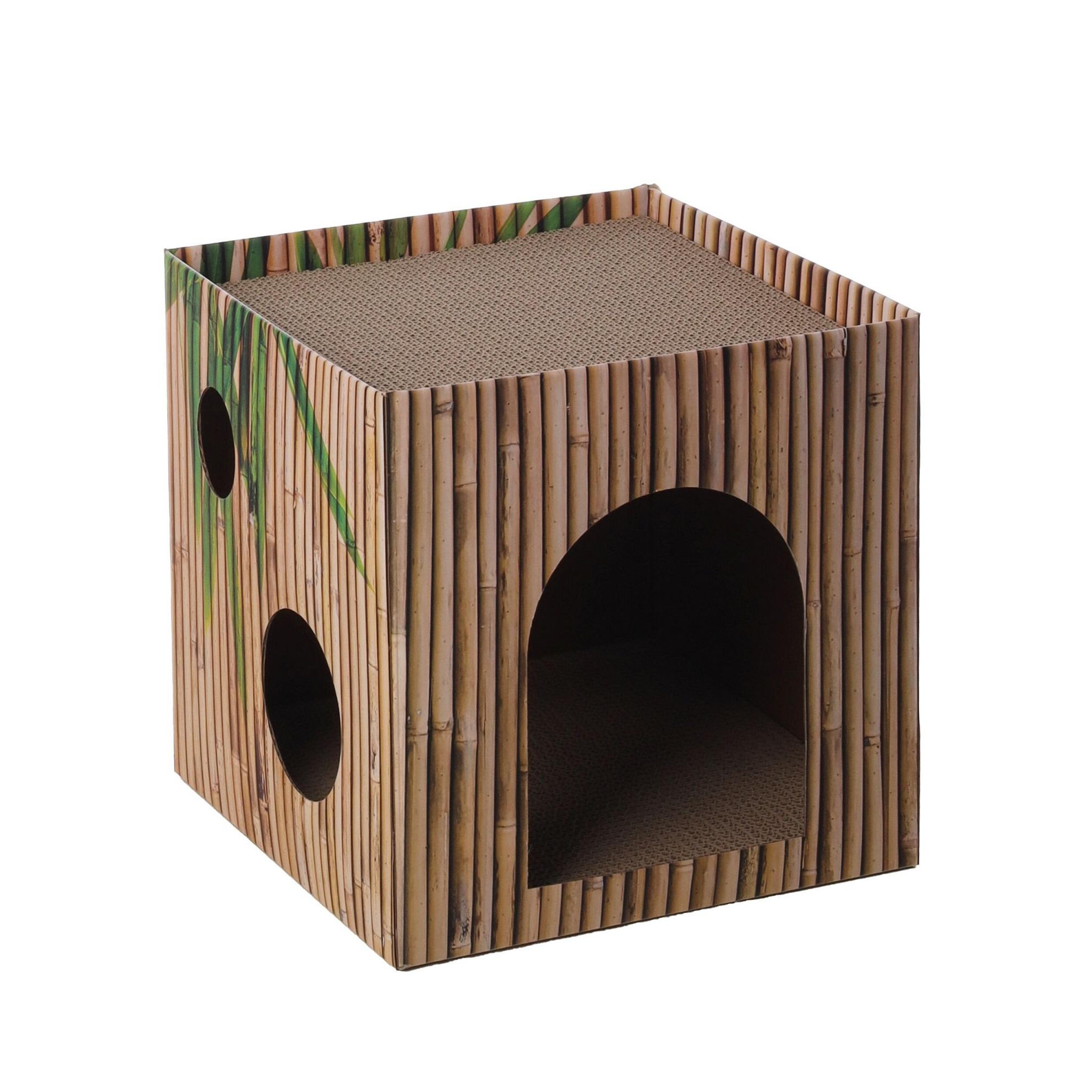 Eden Carton a gratter jamie cube brun pour chat