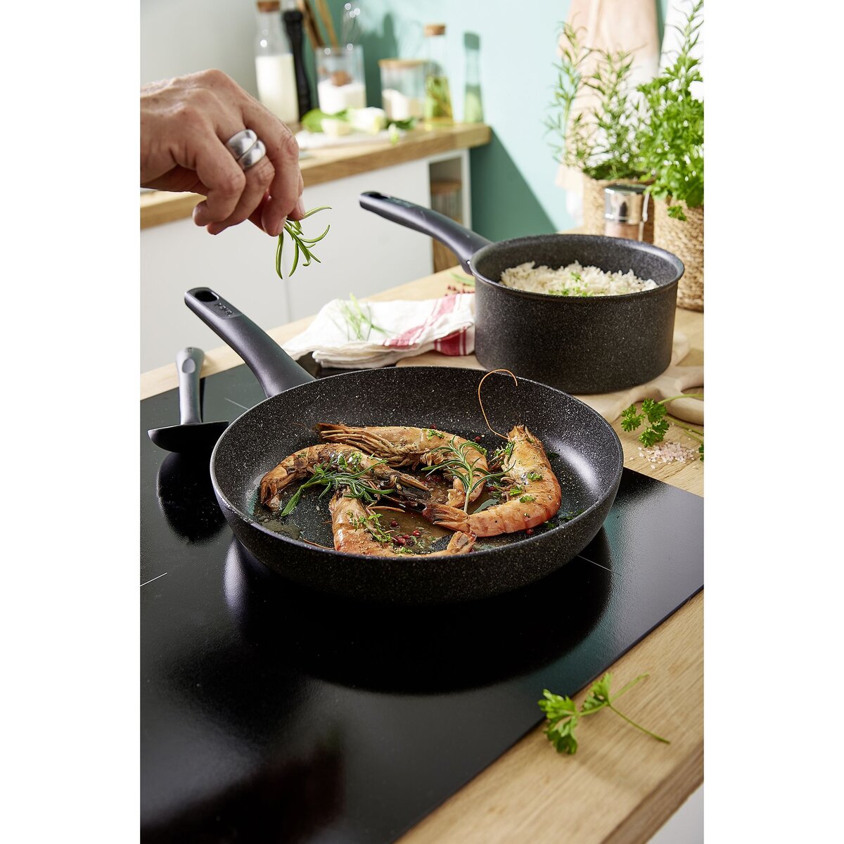 TEFAL Casserole 18cm BLACK STONE