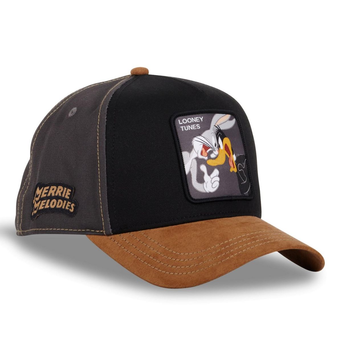 CAPSLAB Casquette homme trucker mix de matière Looney Tunes Bugs ans Daffy
