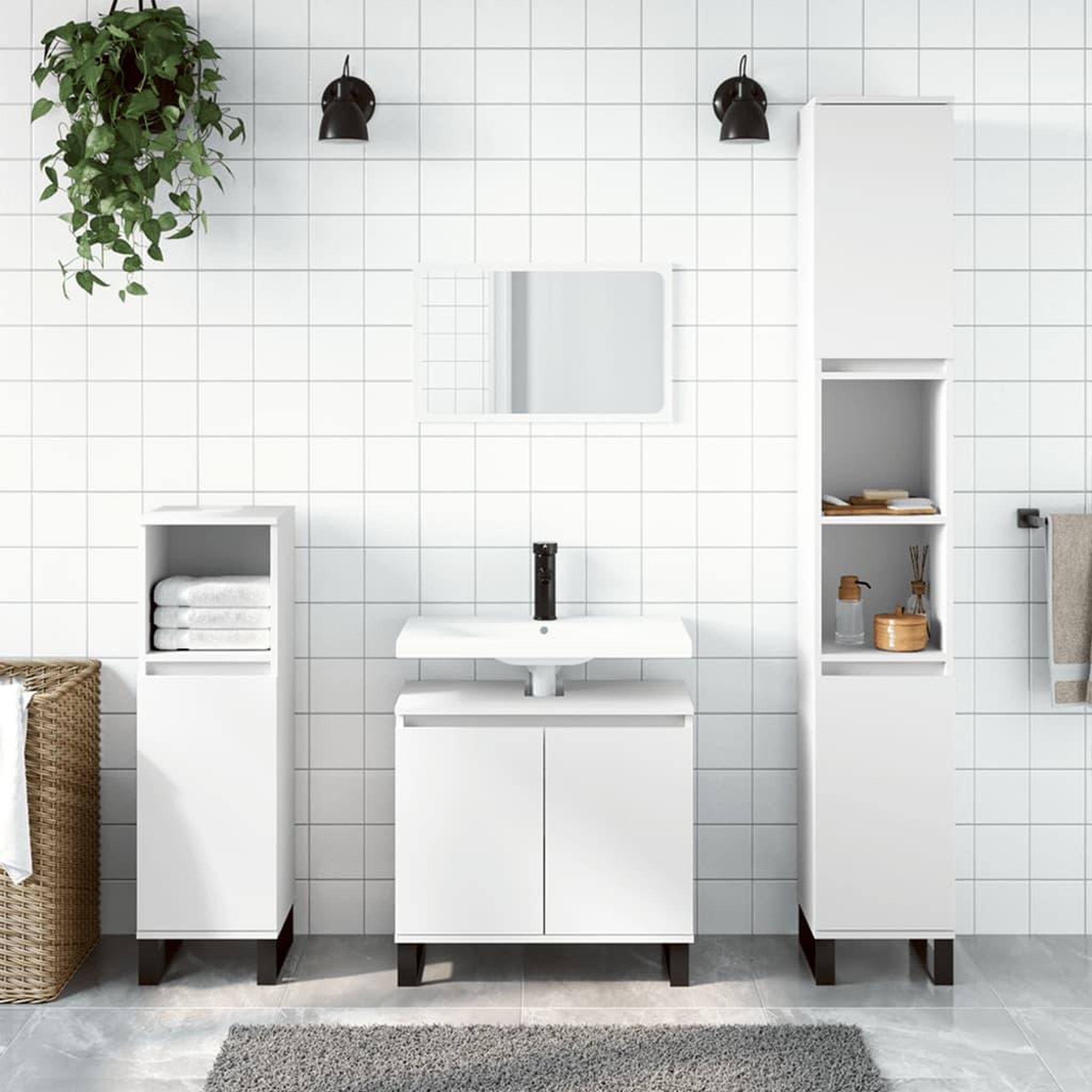 Voir la diapositive 1 : VIDAXL Armoire de salle de bain blanc 58x33x60 cm bois d'ingenierie