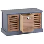IDIMEX Banc de rangement TRIENT meuble bas coffre avec 3 caisses, en MDF et bois de paulownia gris/naturel