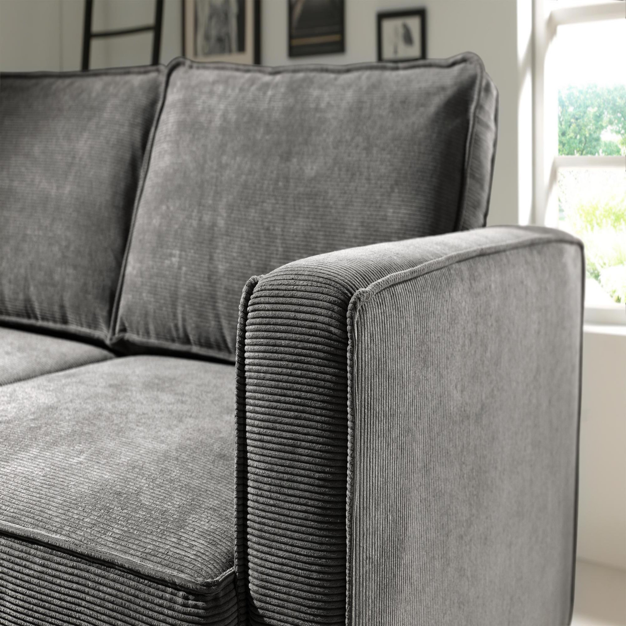 Voir la diapositive 5 : BEST MOBILIER Jake - canapé d'angle gauche - convertible avec coffre - 4 places - en velours côtelé