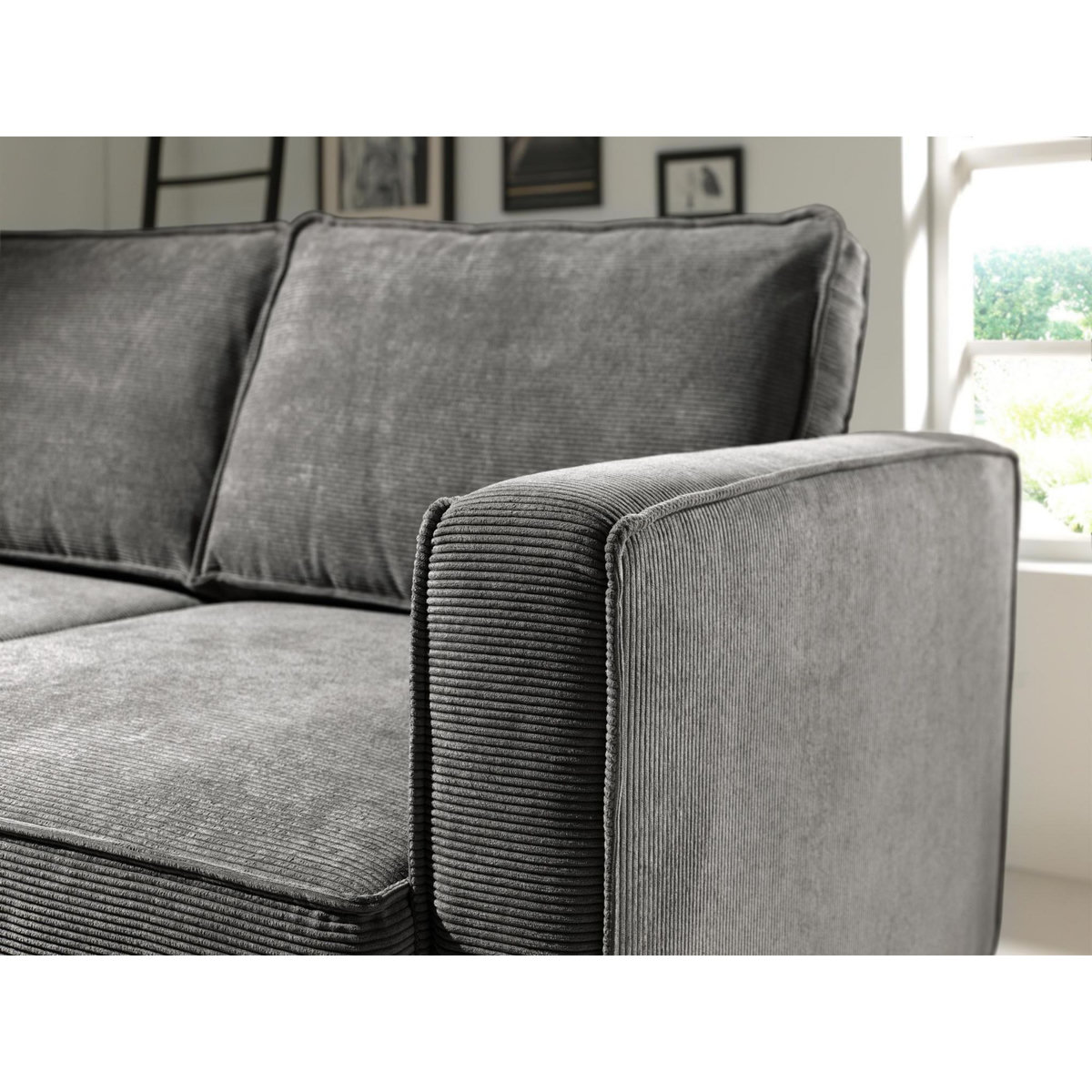 LISA DESIGN Jake - canapé d'angle gauche - convertible avec coffre - 4 places - en velours côtelé