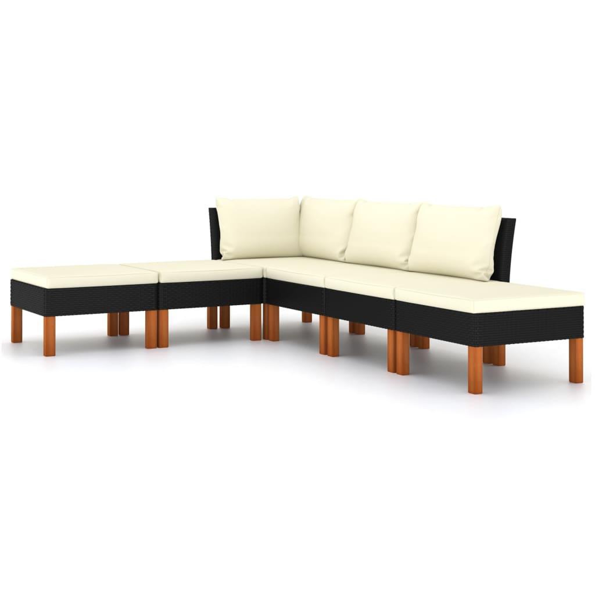 Voir la diapositive 2 : VIDAXL Salon de jardin 6 pcs avec coussins Resine tressee Noir