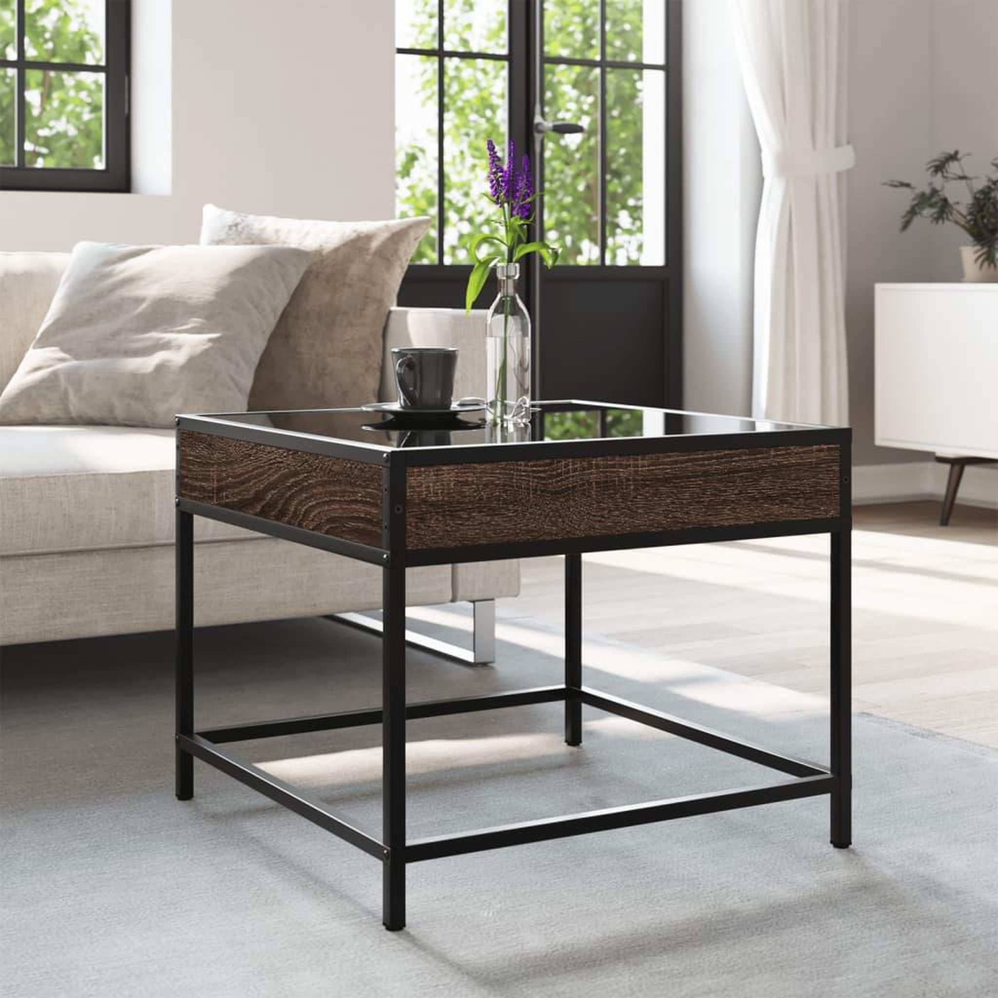 Voir la diapositive 4 : VIDAXL Table basse avec LED Infinity chene marron 50x50x41 cm