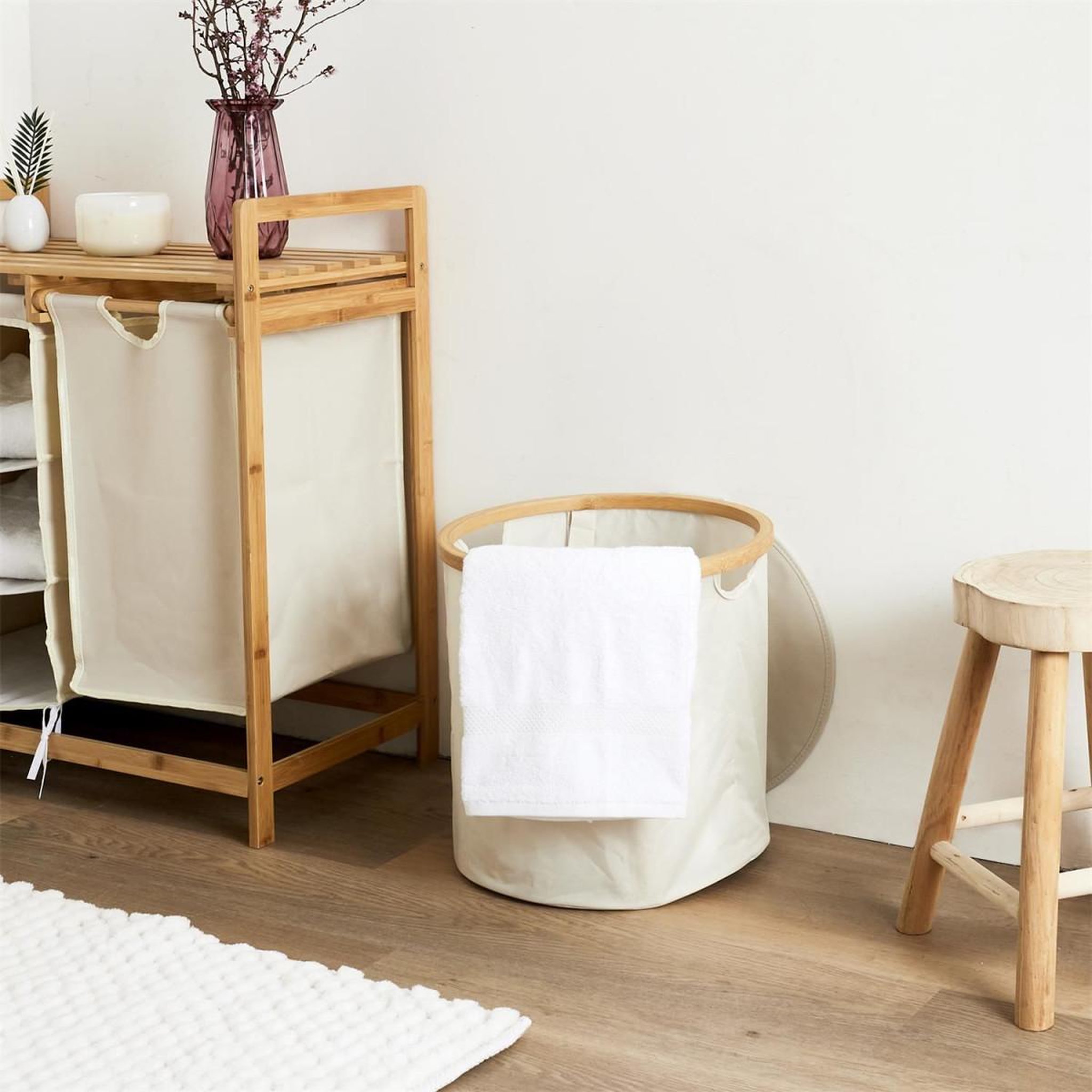 Voir la diapositive 6 : The Home Deco Factory Panier de rangement rond  cerclage  38cm beige