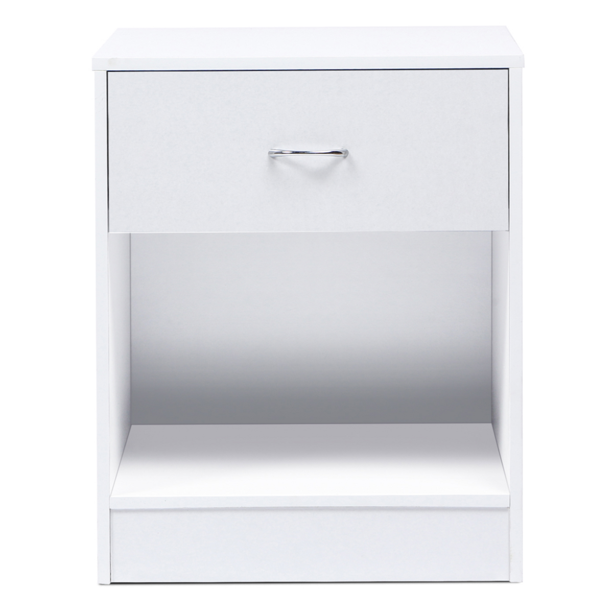 ID MARKET Lot de 2 tables de chevet OLGA 1 tiroir avec niche bois blanc