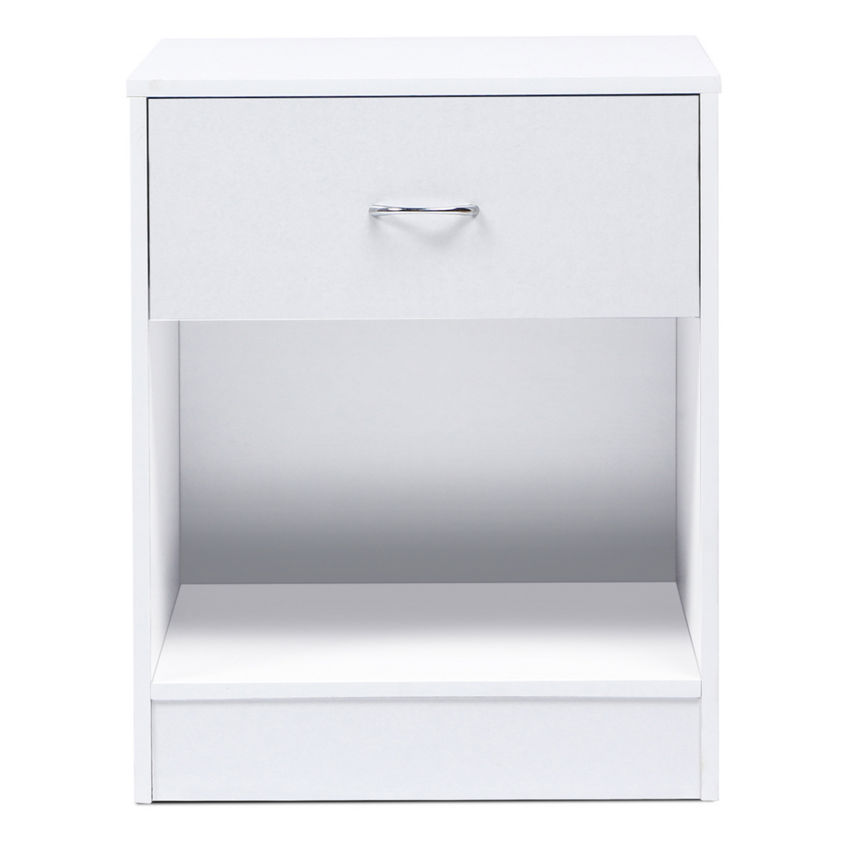 ID MARKET Lot de 2 tables de chevet OLGA 1 tiroir avec niche bois blanc