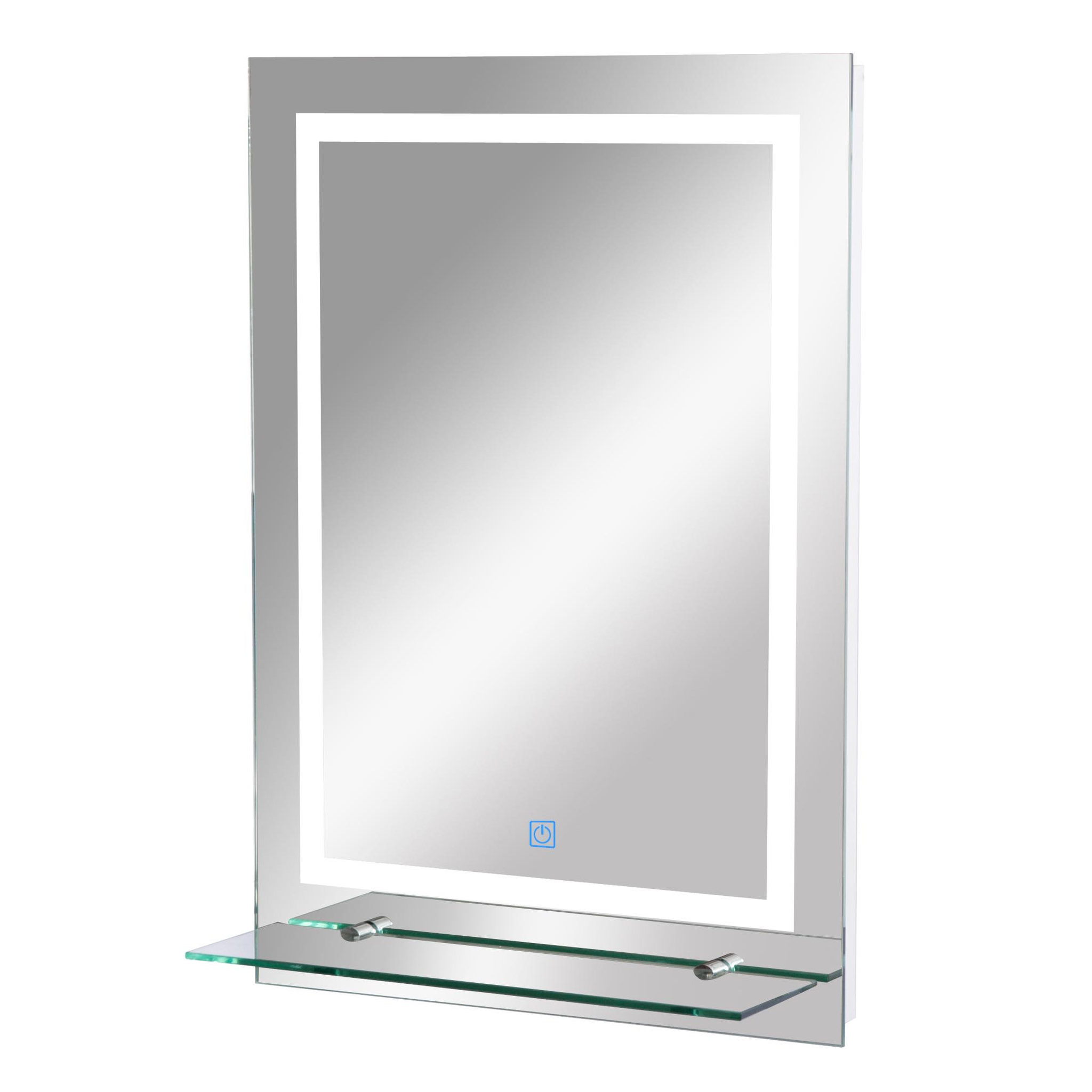 Voir la diapositive 1 : HOMCOM Miroir lumineux LED 22 W interrupteur tactile étagère intégrée 50L x 4l x 70H cm