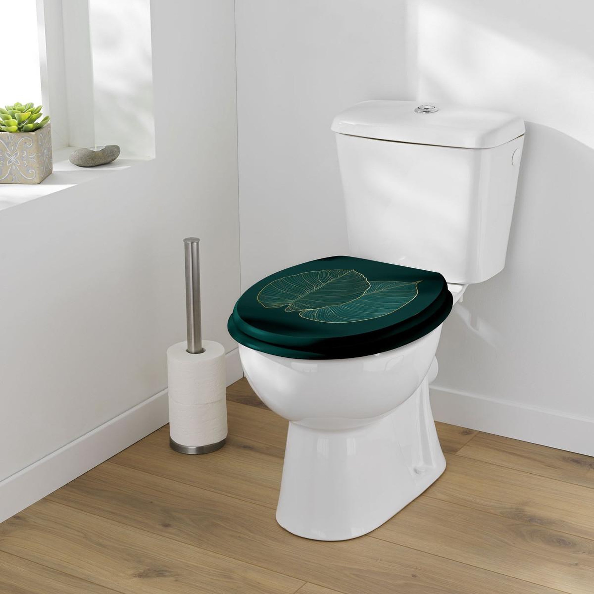 Voir la diapositive 6 : Douceur d'Intérieur Abattant wc imprimé  jade  46cm vert