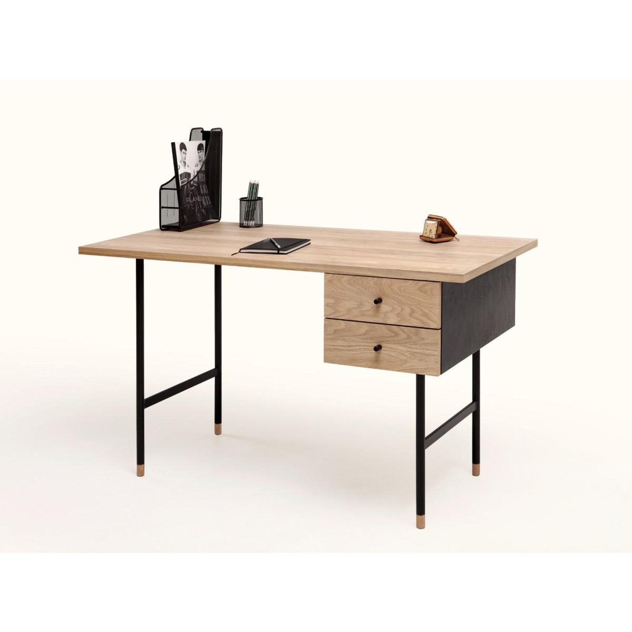 Voir la diapositive 3 : Paris Prix Bureau design 2 tiroirs  jugend  130cm chêne