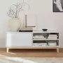 SWEEEK Meuble TV scandinave blanc - Floki - 1 tiroir. pieds en bois de sapin. 120x40x45cm