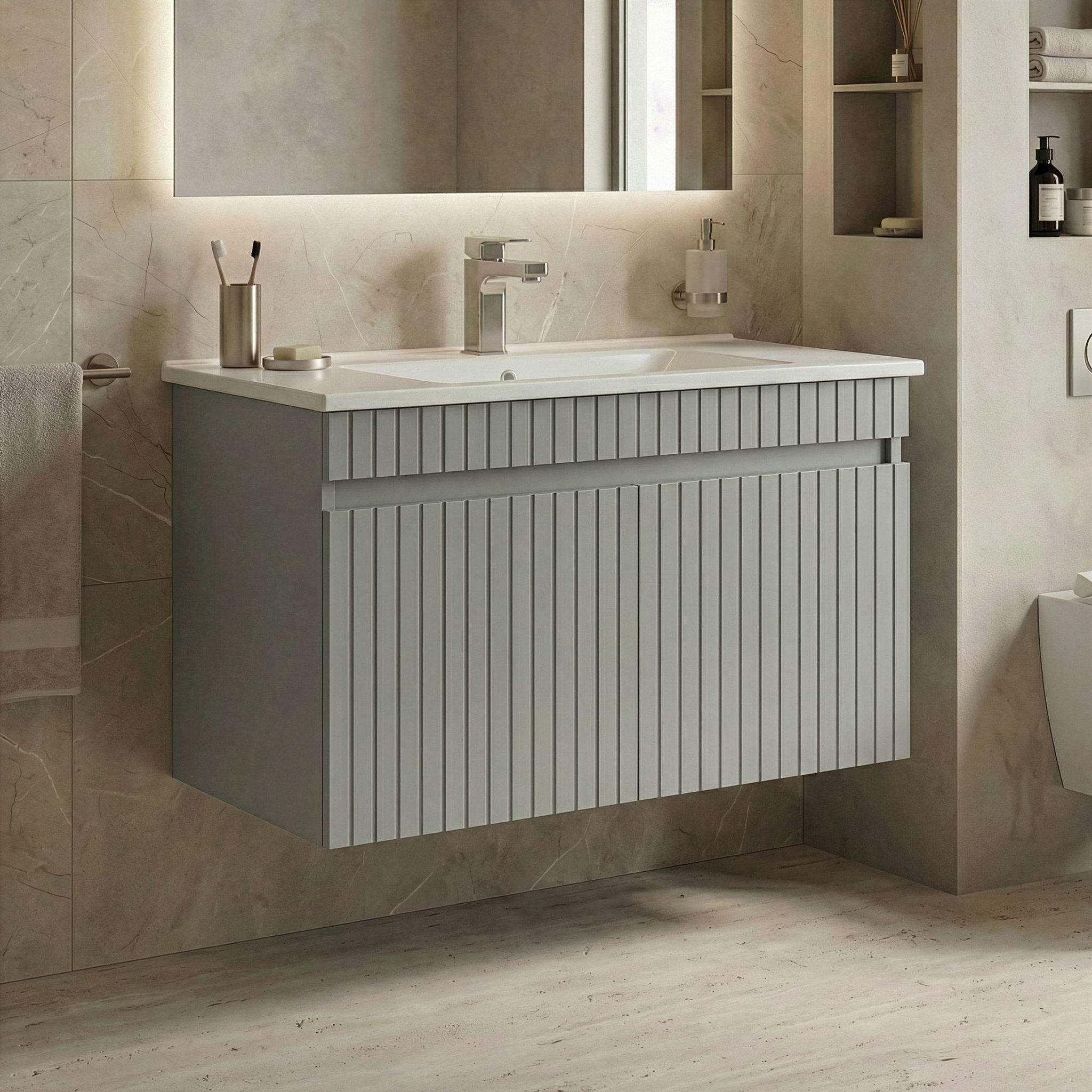 Voir la diapositive 2 : Habitat et Jardin Meuble vasque  tivoli 85  - 85 x 45 x 57 cm - matte cashmere