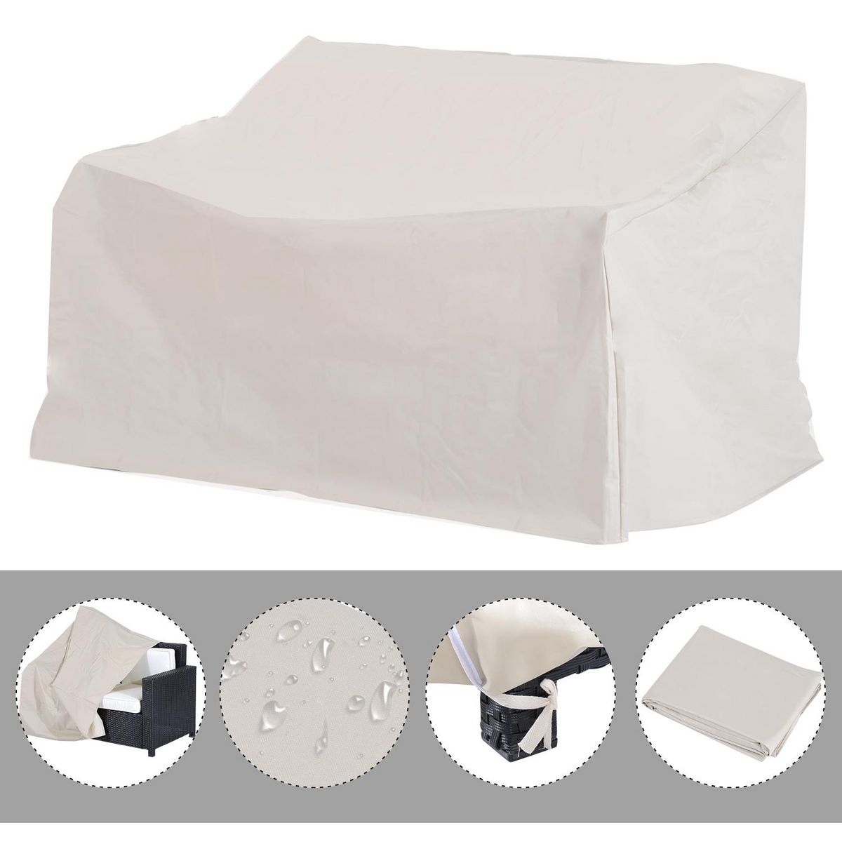 OUTSUNNY Housse de protection mobilier de jardin bâche étanche 140L x 84l x 56/94H cm oxford haute densité 600D beige