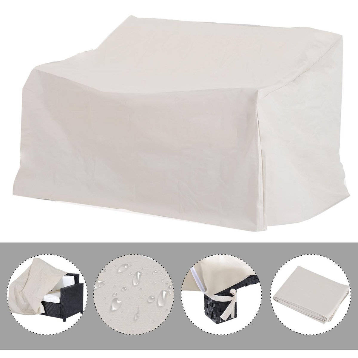 OUTSUNNY Housse de protection mobilier de jardin bâche étanche 140L x 84l x 56/94H cm oxford haute densité 600D beige