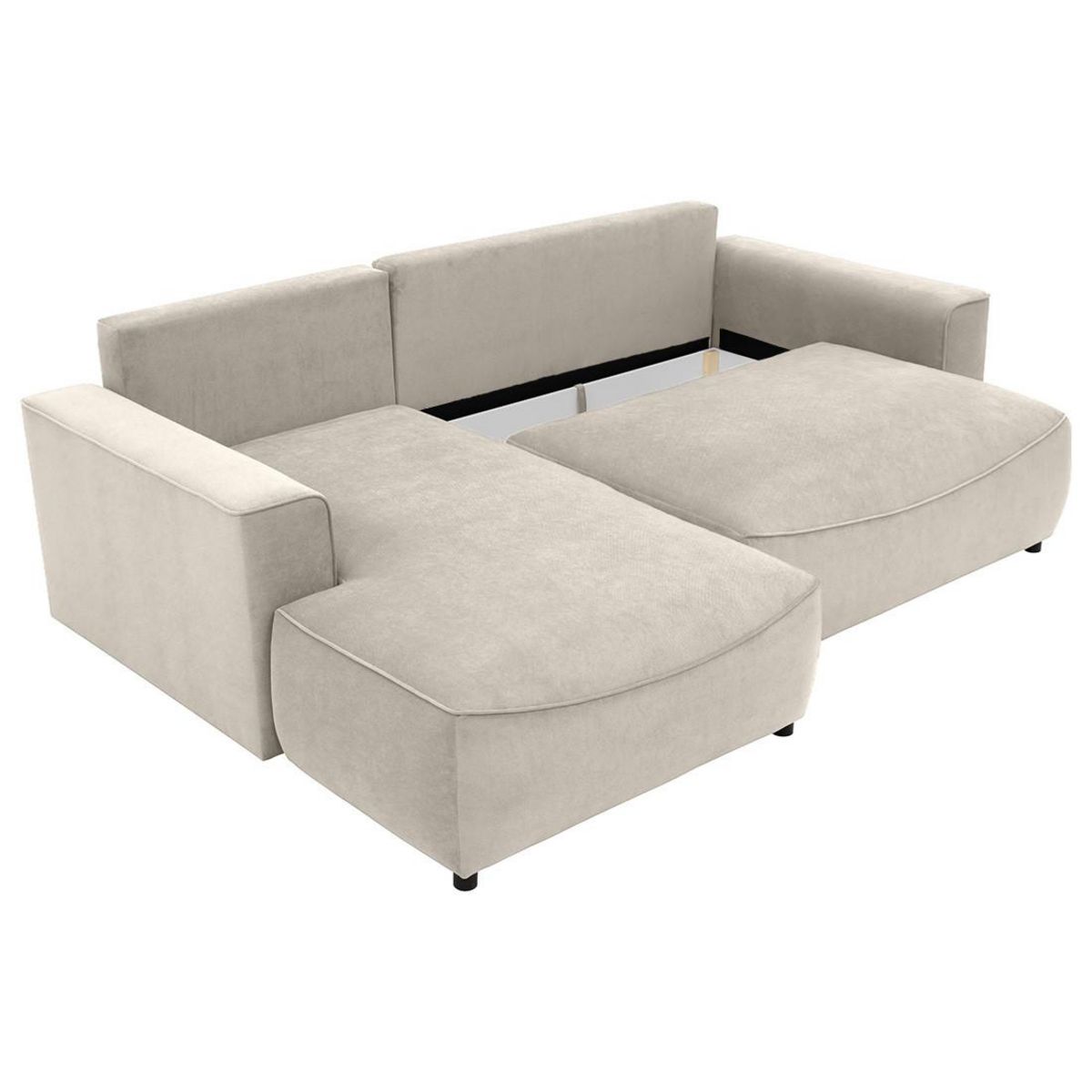 BEST MOBILIER Aurelia - canapé d'angle gauche 4 places convertible avec coffre en tissu texturé