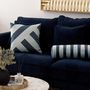 Voir la diapositive 4 : ATMOSPHERA Coussin Déco Rayé en Velours  Nelya  14x40cm Bleu
