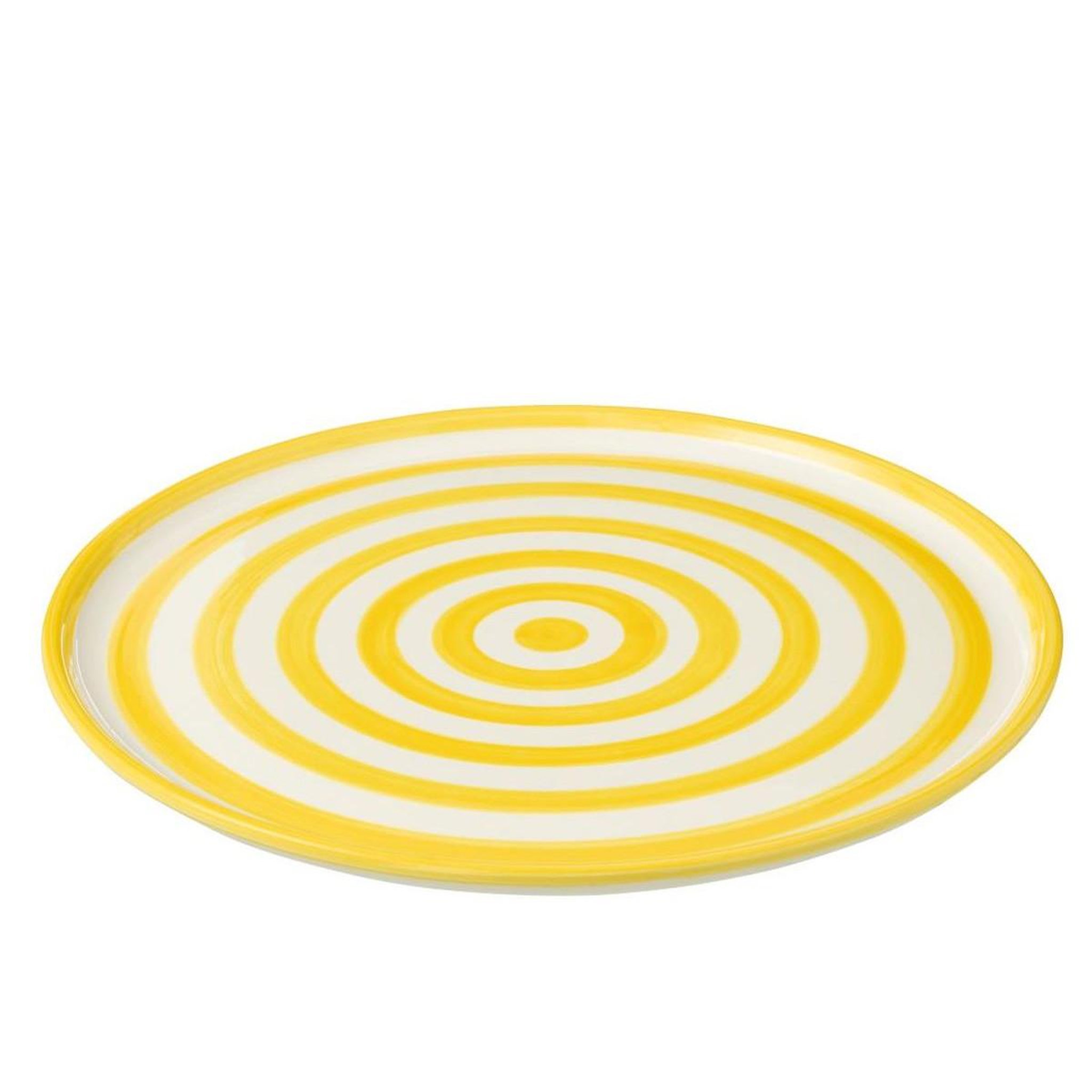 Voir la diapositive 2 : J-LINE Assiette de présentation en céramique  granada rayure  34cm jaune