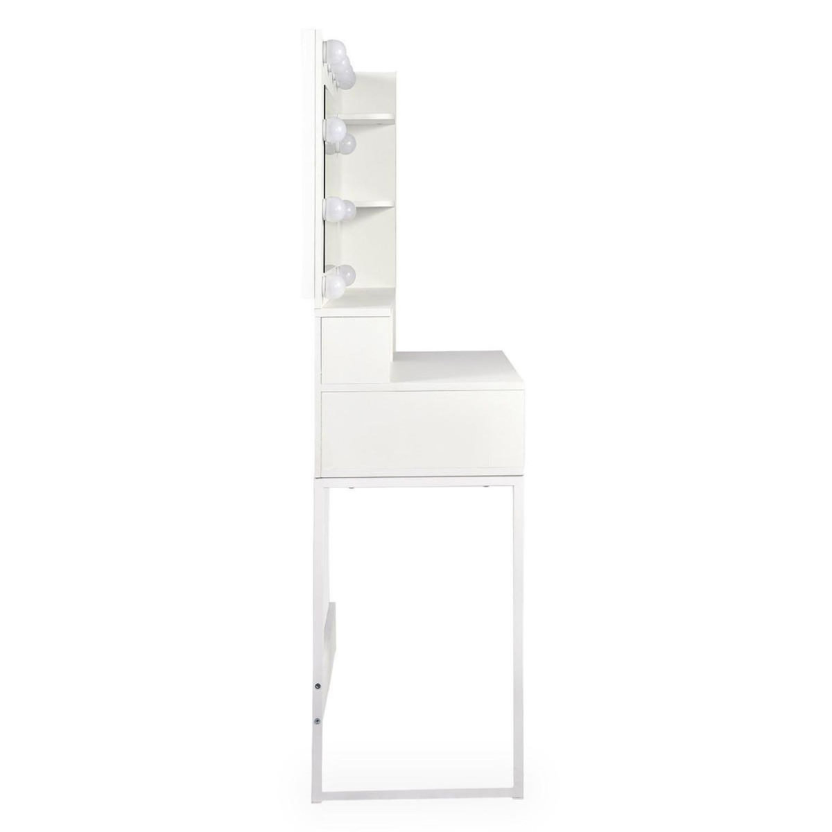 Paris Prix Coiffeuse 4 Tiroirs Avec Miroir LED  Rotina  143cm Blanc
