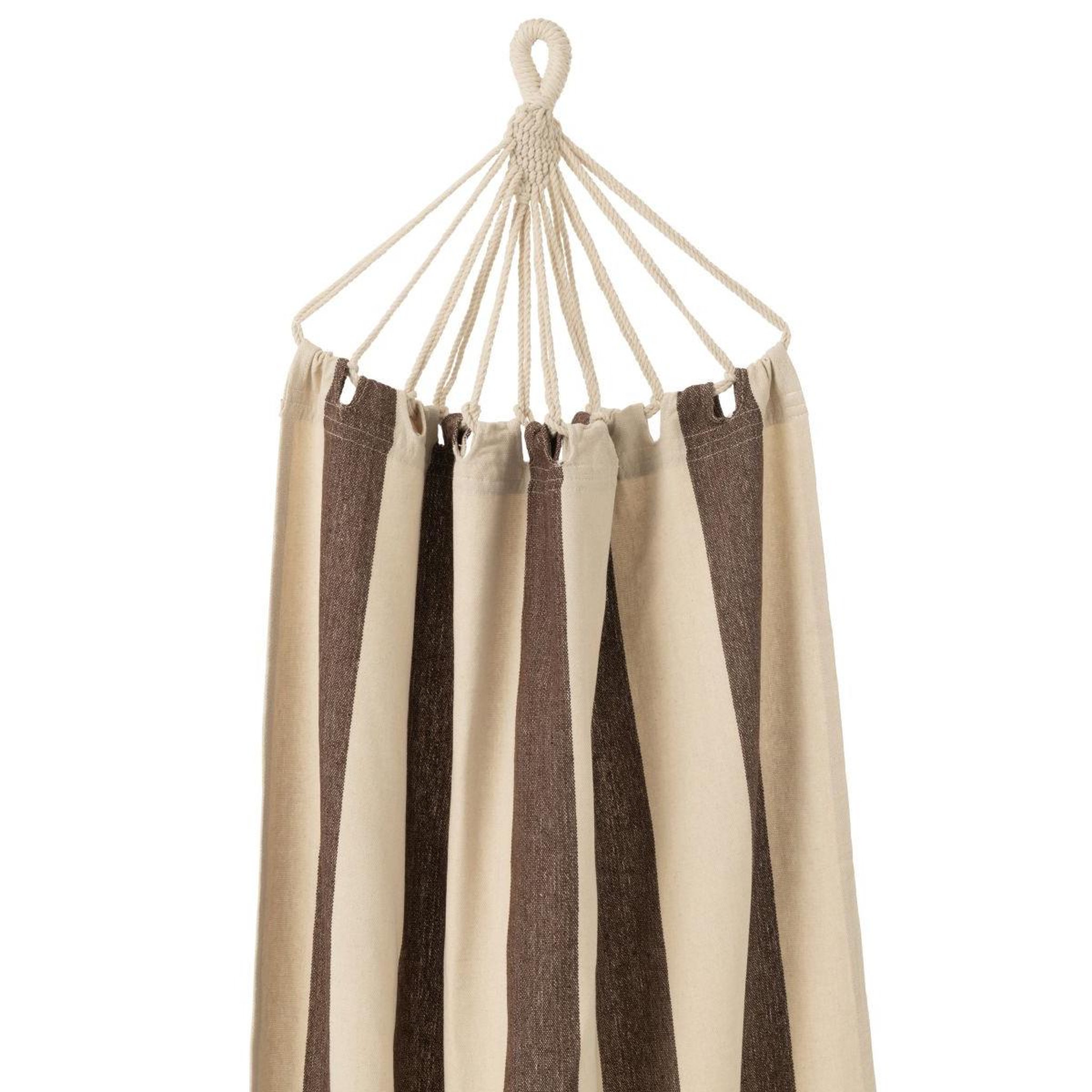 Voir la diapositive 2 : J-LINE Hamac en tissu  grandes rayures  200cm marron