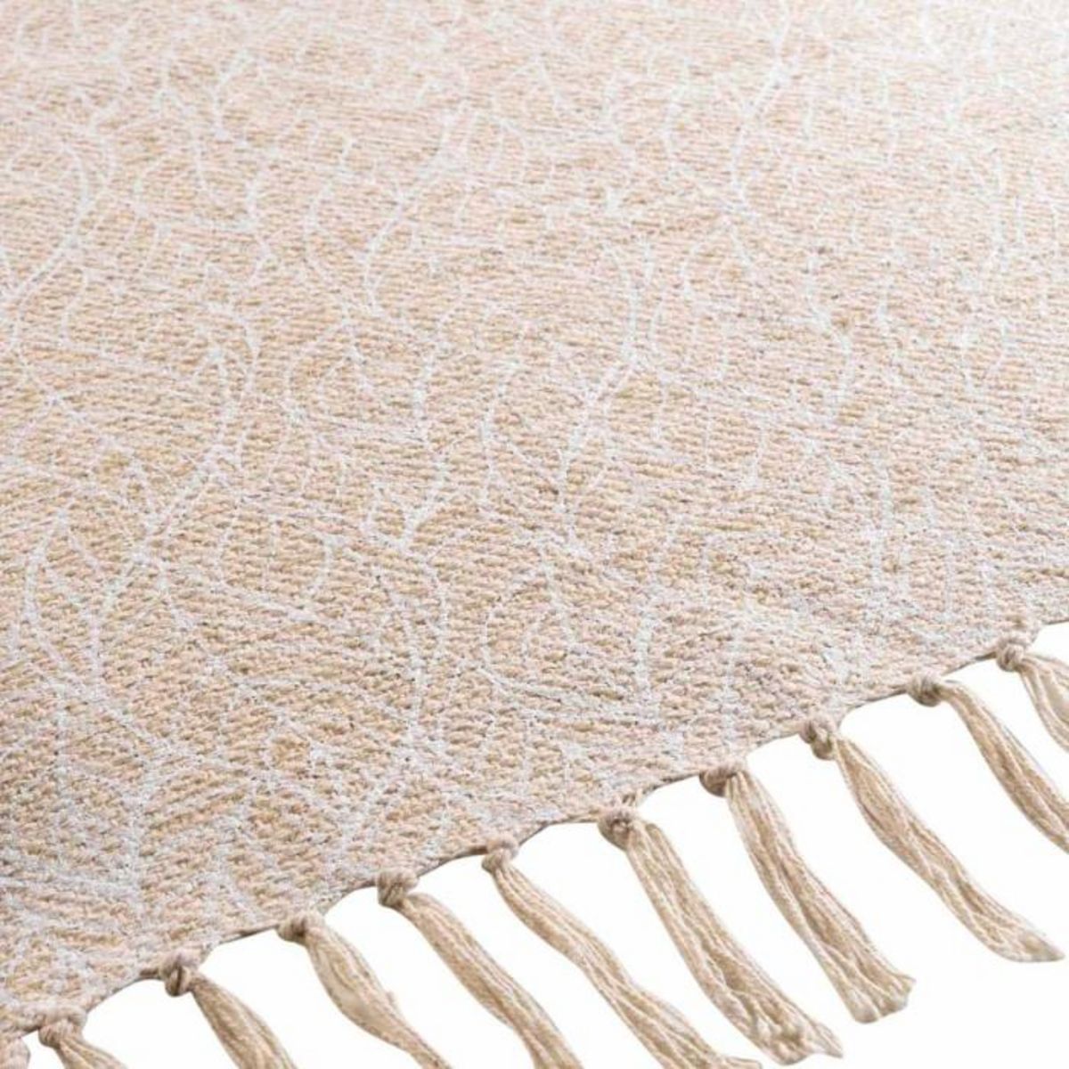 Paris Prix Tapis Déco à Franges  Kalinda  120x170cm Blanc