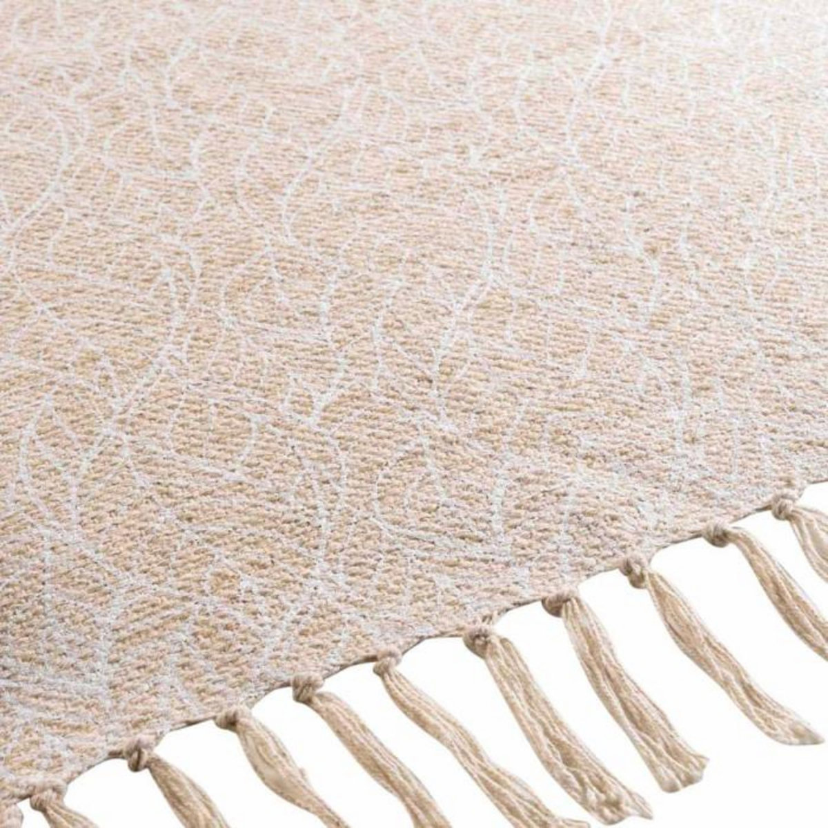 Paris Prix Tapis Déco à Franges  Kalinda  120x170cm Blanc